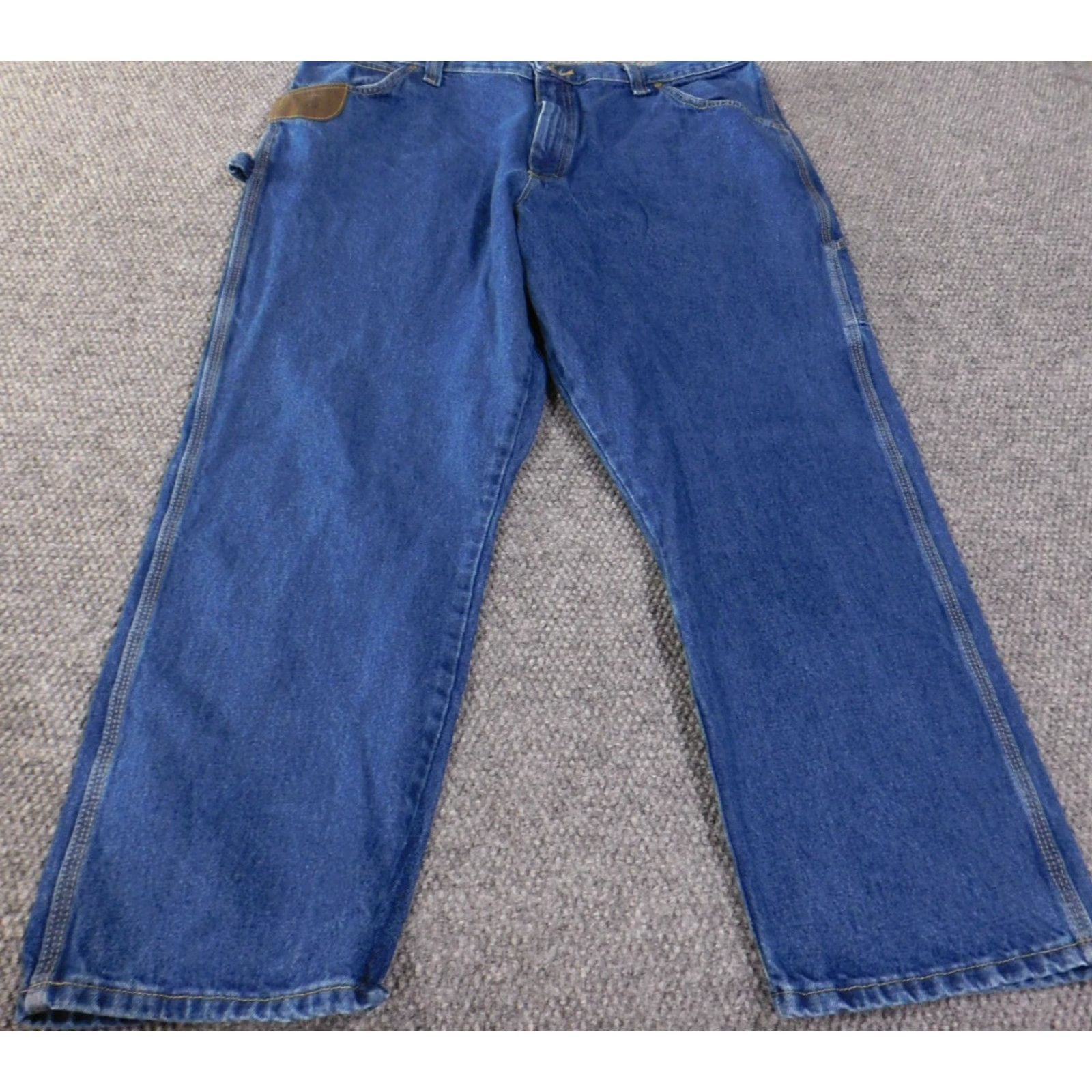 Wrangler Wrangler Jeans Mens 42x30 Blue Riggs Dark Wash Straight Classic Denim Workwear Jeans Mens Regular 42 Blue Cowboy Pockets Zip Inseam 30 Style Straight Size US 42 / EU 58 - 2 Thumbnail