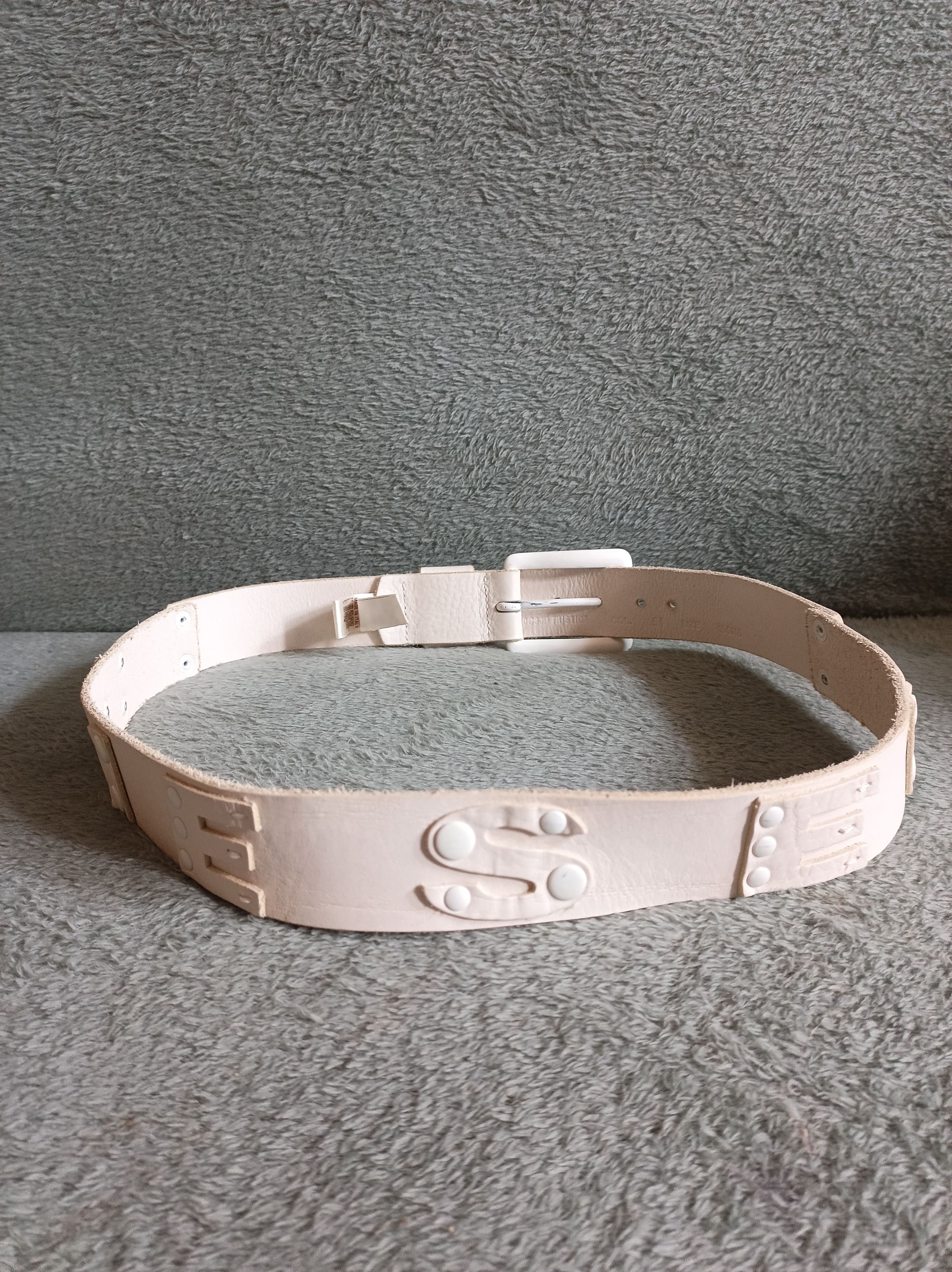 Diesel DIESEL Men's White Belt Leather Studded Size 100 Size 40 - 3 Thumbnail