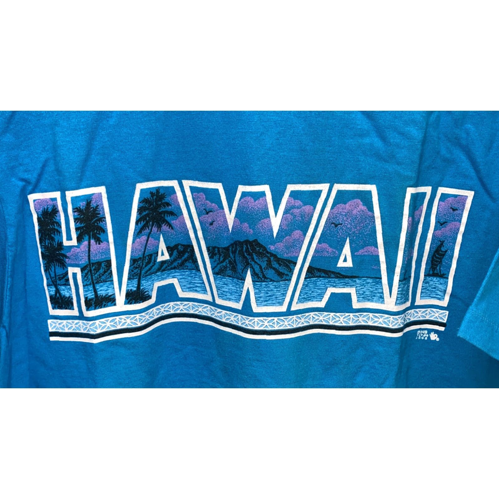 Hanes Hanes Beefy-T Hawaii Graphic T-Shirt Blue L USA Made Short Sleeve Mens Shirt Regular Size L - Hanes Beefy-T Size US L / EU 52-54 / 3 - 2 Thumbnail