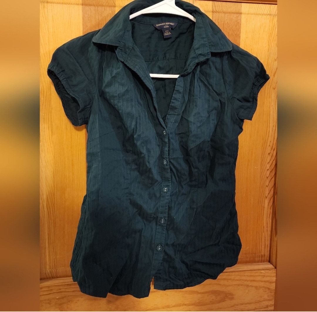 Banana Republic Banana Republic Petite Green Dress Short Sleeve Shirt XS PXS Size XS / US 0-2 / IT 36-38 - 1 Thumbnail