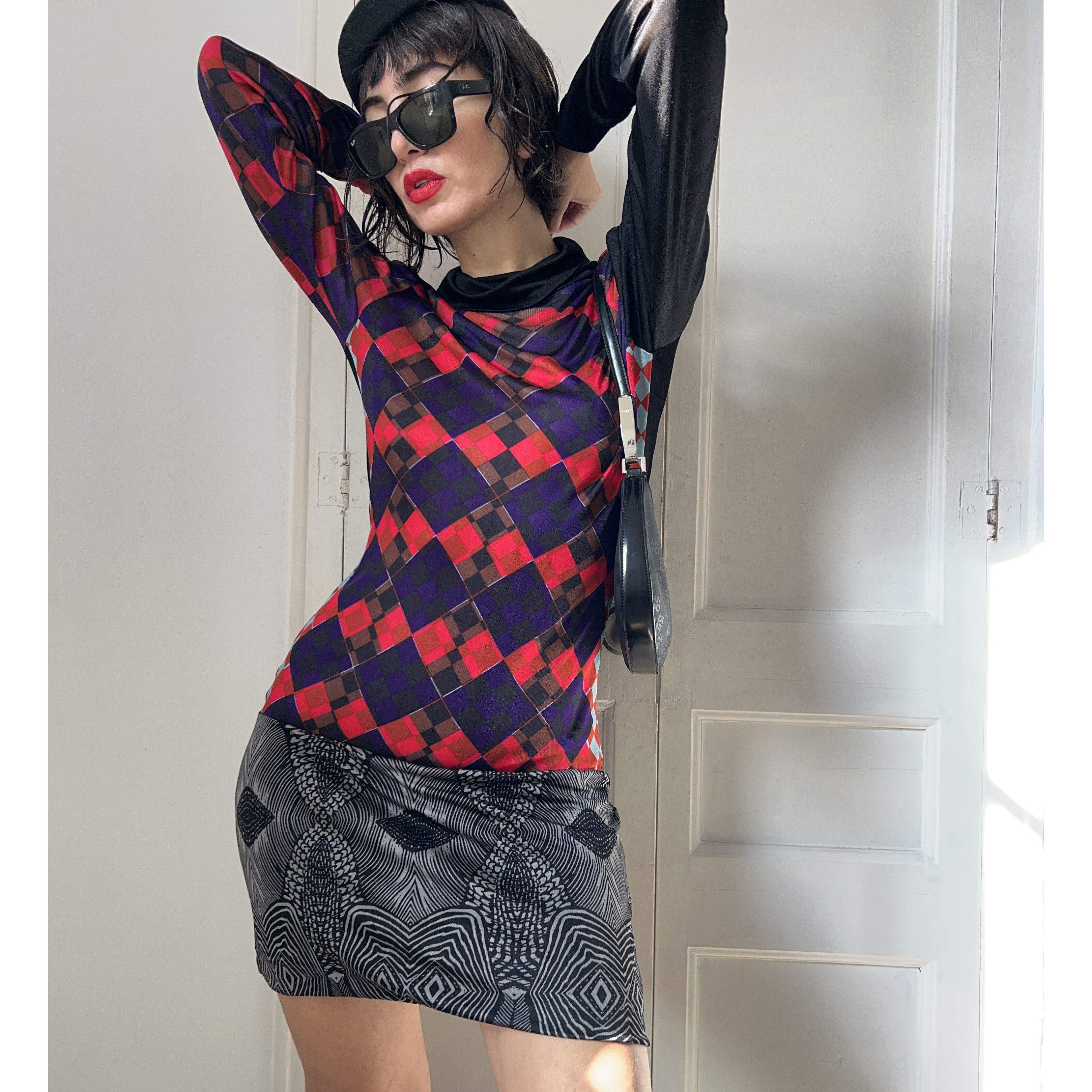 Custo Barcelona Custo Barcelona Y2K Argyle Abstract Mini Dress Size L / US 10 / IT 46 - 5 Thumbnail