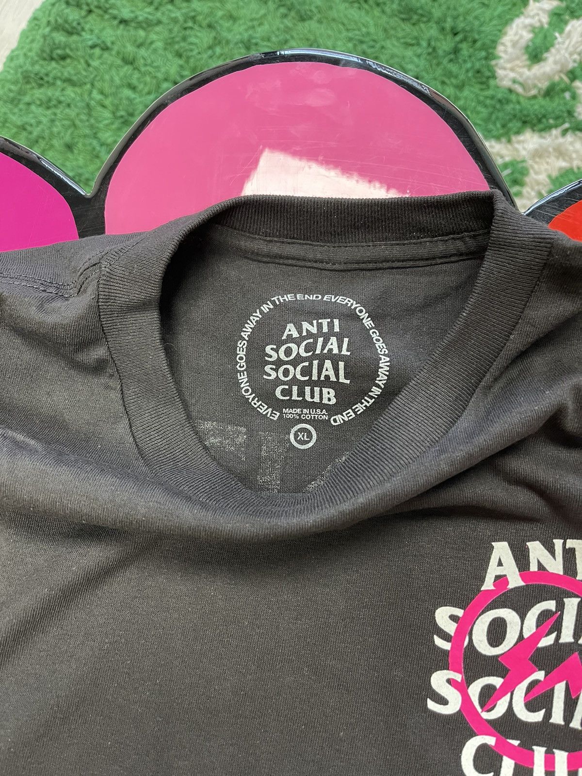 Anti Social Social Club × Fragment Design Anti Social Social Club X Fragment Pink Bolt T-shirt Size US XL / EU 56 / 4 - 4 Thumbnail