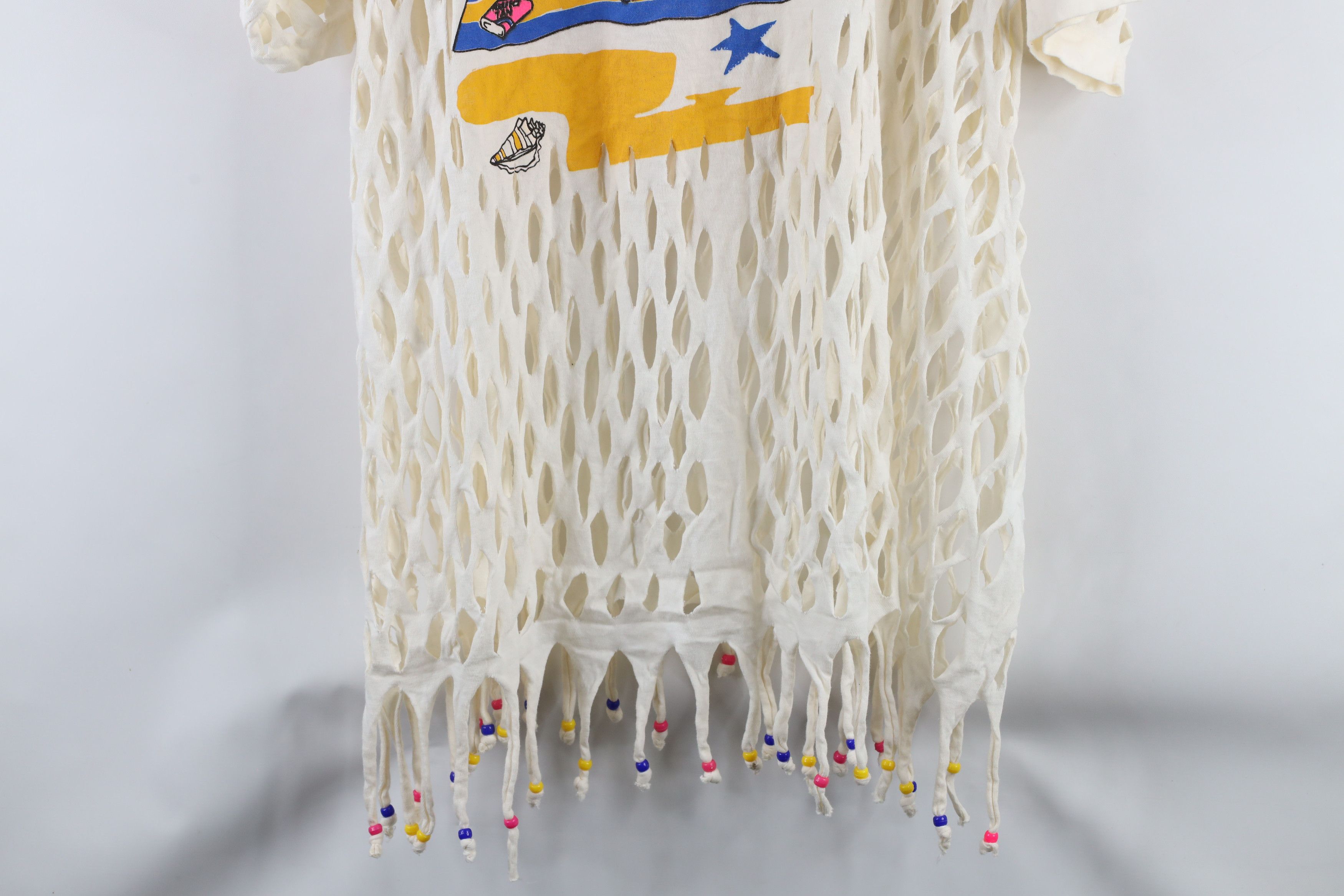 Vintage Vintage 90s Streetwear Cat Beach Cut Fringed Beaded T-Shirt Size 3XL / US 20-22 - 3 Thumbnail