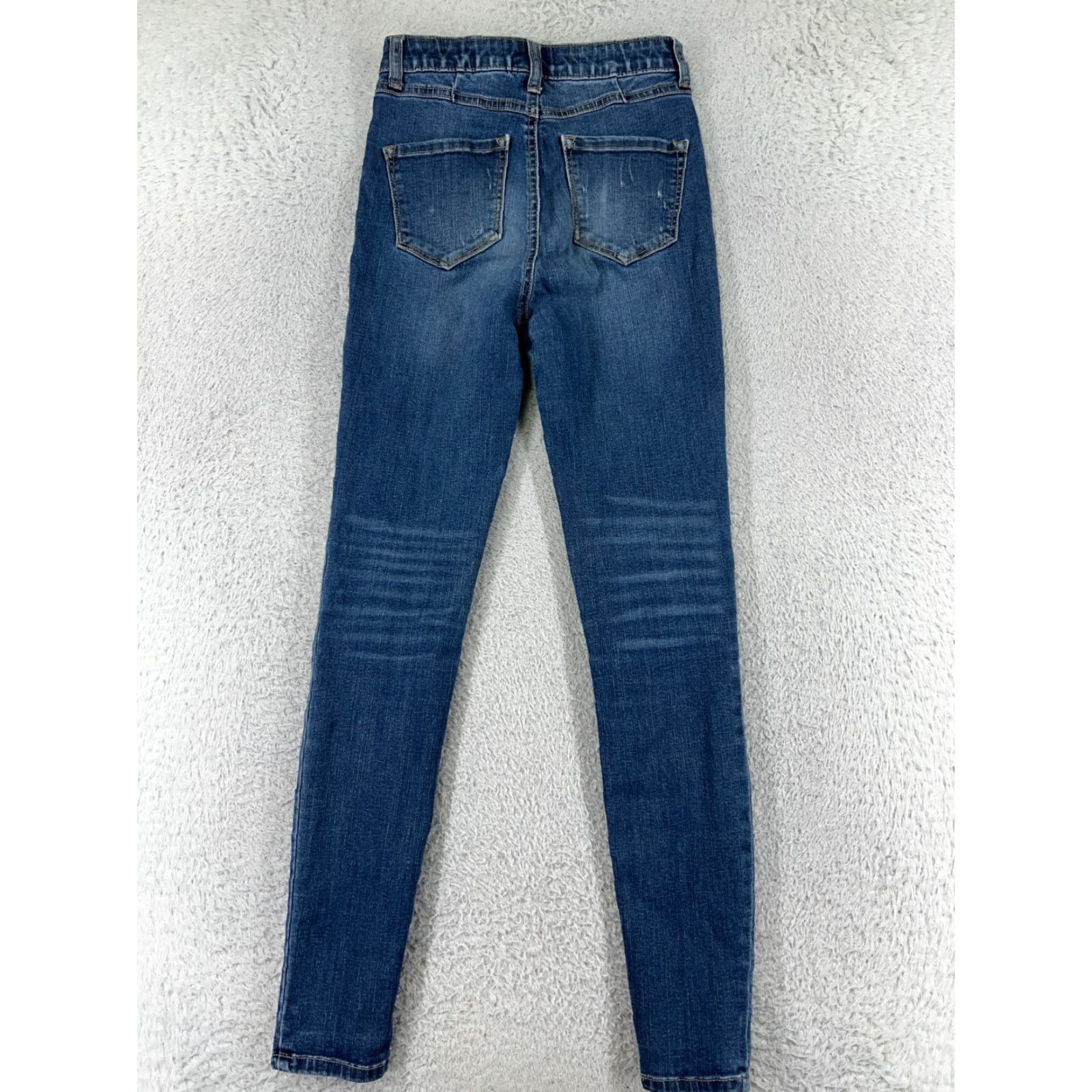 Vintage Rewash Vintage Womens Jeans Skinny Tapered High Rise Blue Denim 28 Inseam Cotton Blend 90s Fashion Ladies Size 25" / US 0 / IT 36 - 2 Thumbnail