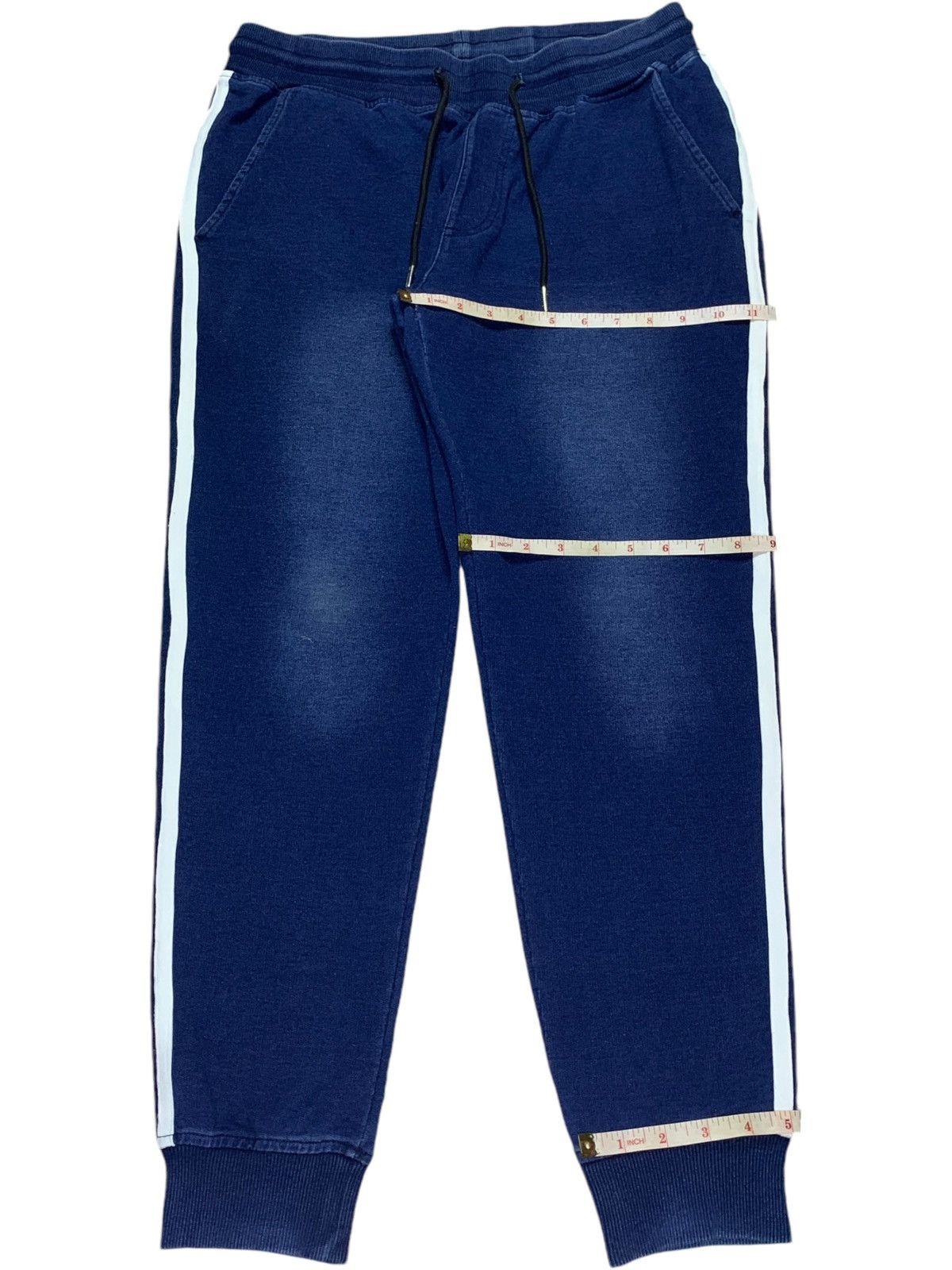 In The Attic × Japanese Brand Vintage Japanese In The Attic Blue Wash Stripes Sweat Pants Size US 31 - 12 Thumbnail
