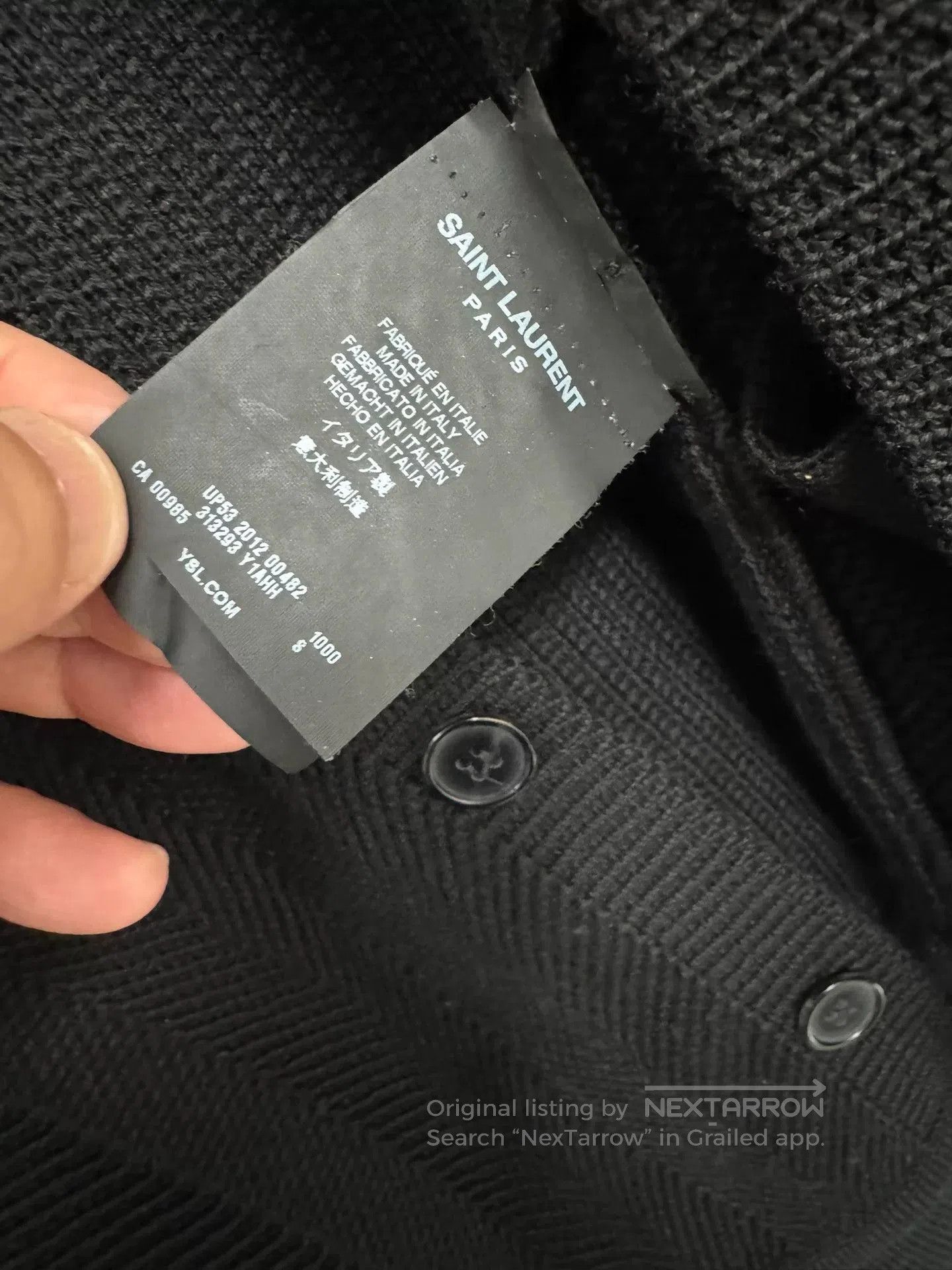 Saint Laurent Paris Saint Laurent Gray Herringbone Cardigan. Size US M / EU 48-50 / 2 - 9 Thumbnail