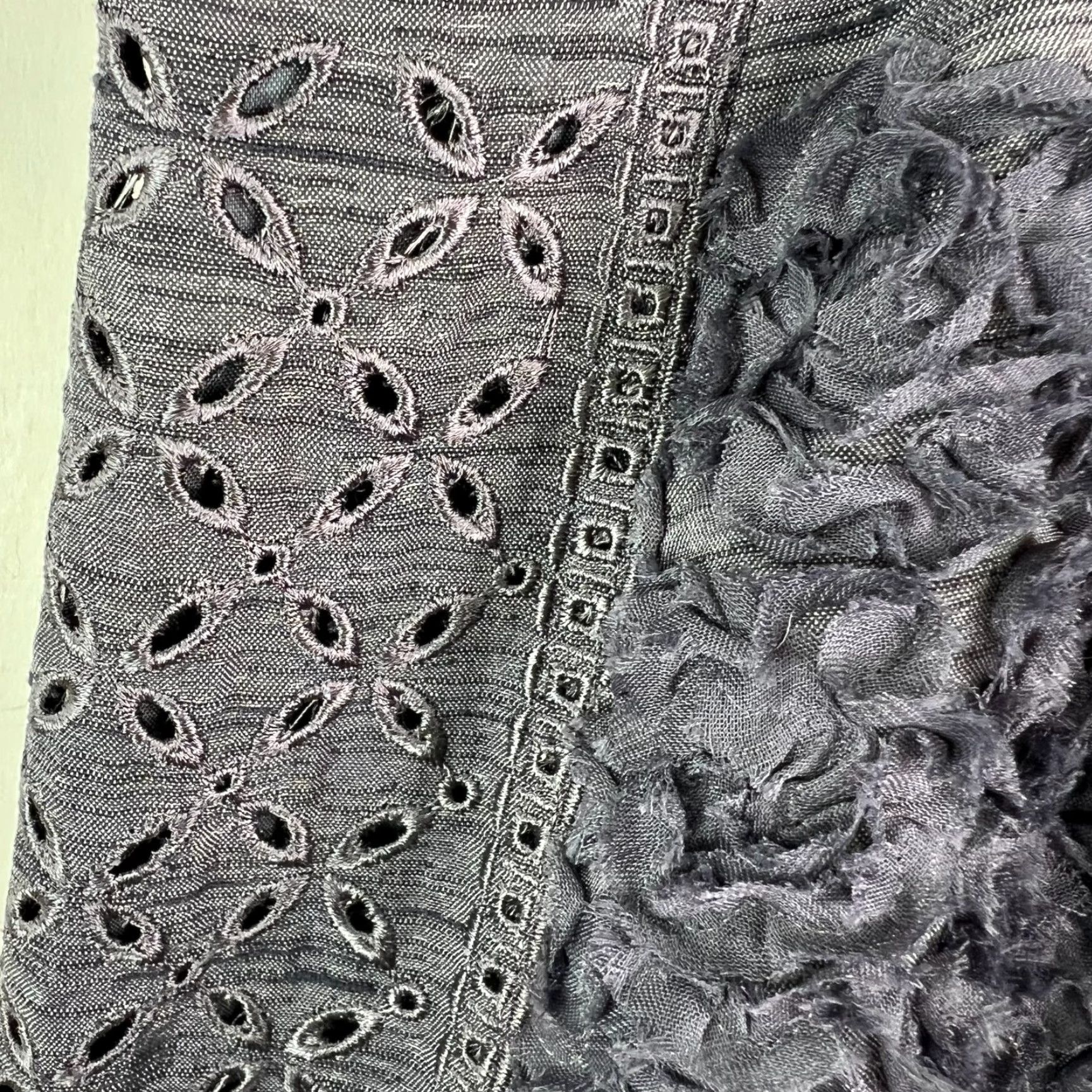 Vintage J Song Skirt Womens 16 Gray/Purple Boho Peasant Patchwork A Line Maxi Flared Size 38" / US 16 / IT 52 - 4 Thumbnail