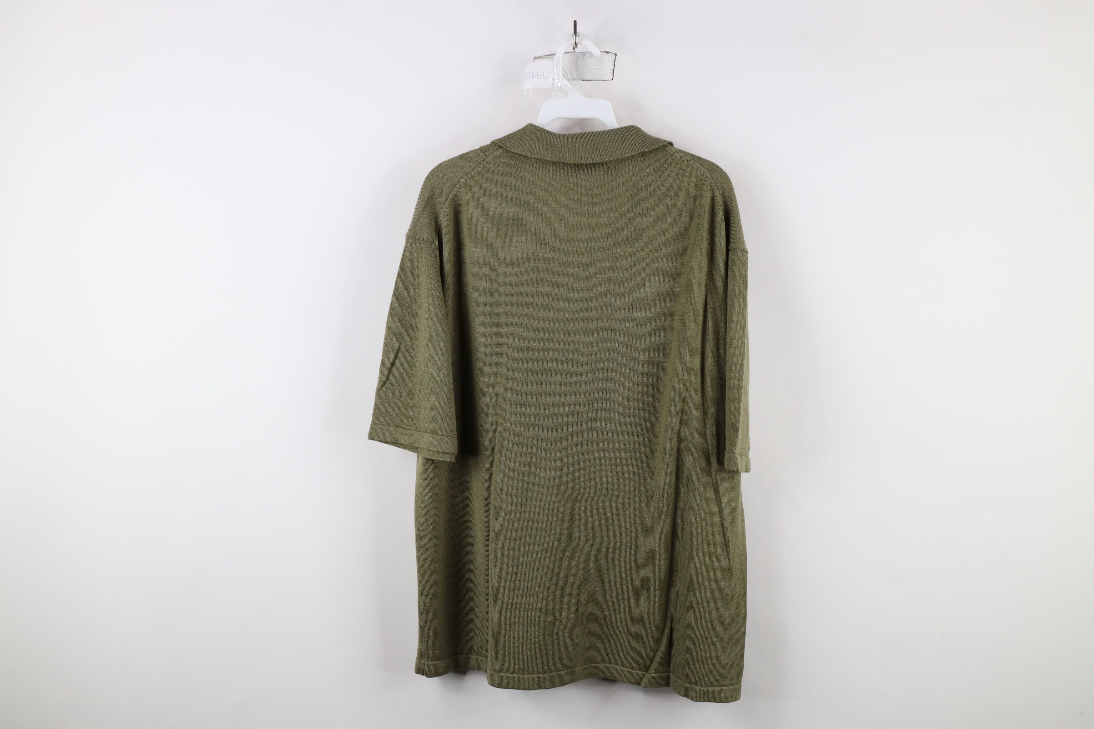 Vintage Vintage 90s Streetwear Ribbed Knit Collared Polo Shirt Green Size US L / EU 52-54 / 3 - 7 Thumbnail