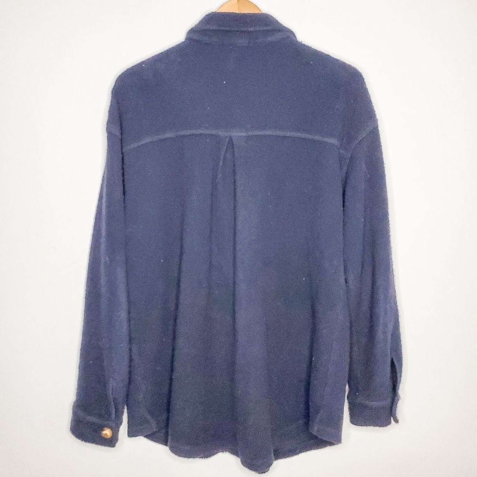 MONROW MONROW Navy Blue Teddy Fleece Button Down Shacket Size S Size S / US 4 / IT 40 - 4 Thumbnail