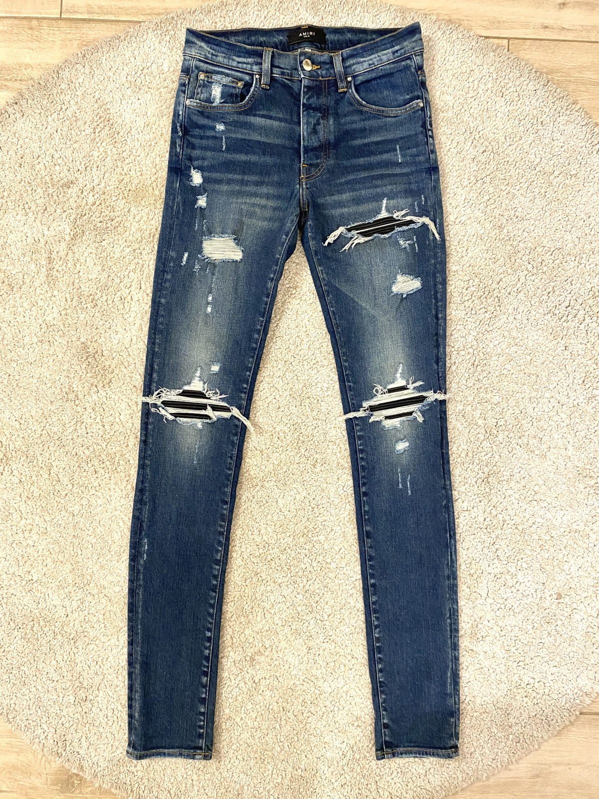 Amiri Amiri MX1 Jeans Deep Classic Indigo Black Patch Sz 29 | Grailed