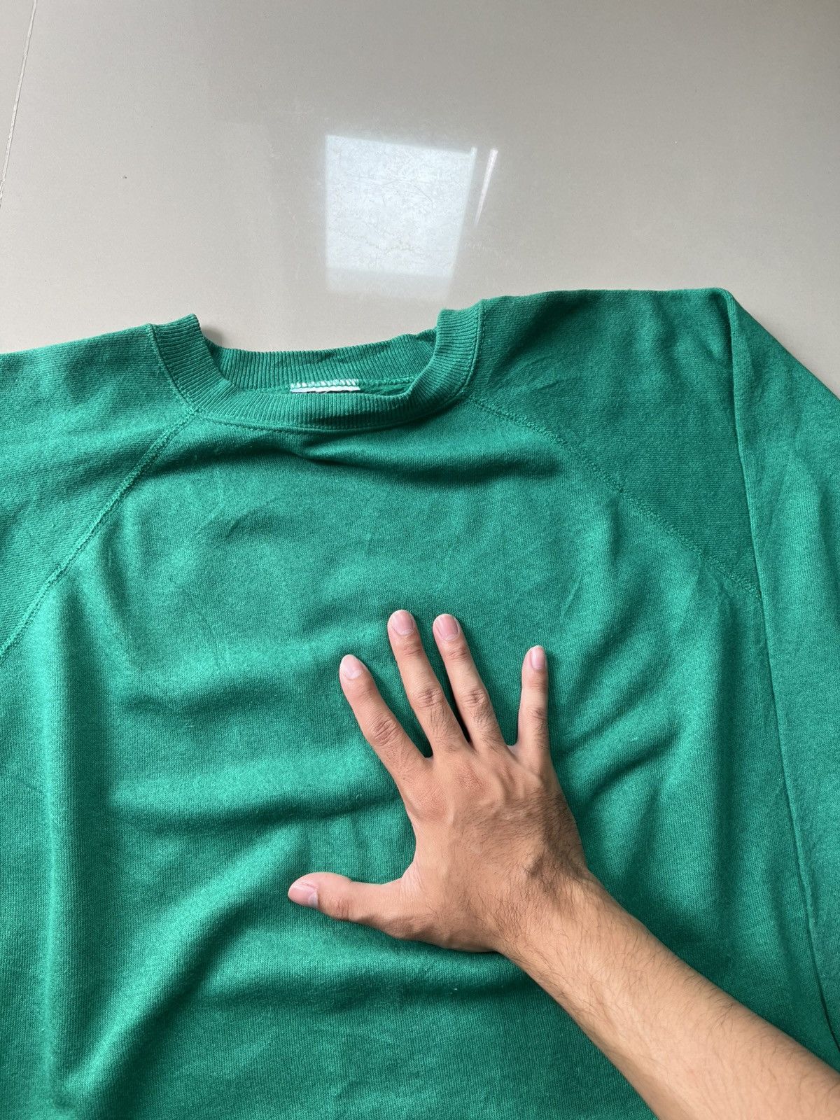 Vintage 80s Green Blank Crewneck Size US L / EU 52-54 / 3 - 2 Thumbnail