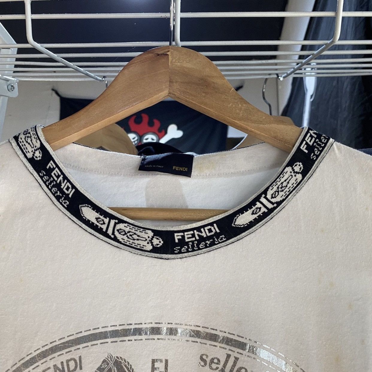 Fendi Fendi Selleria Roma Horse Logo Monogram Trim T-Shirt White Size M / US 6-8 / IT 42-44 - 8 Thumbnail