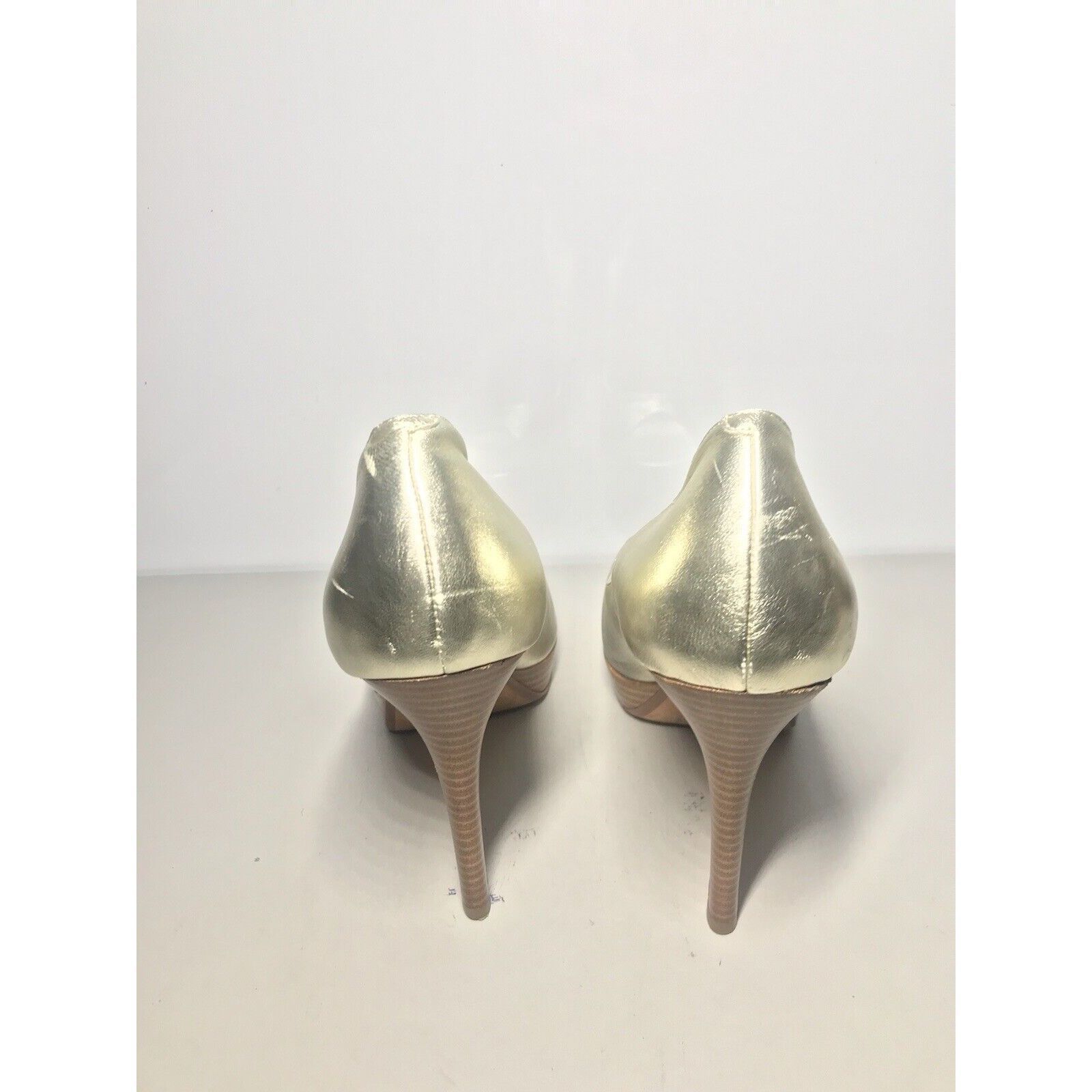 Cole Haan Cole Haan Air Gold Metallic Leather PeepToe Stiletto Heels W Size US 9.5 / IT 39.5 - 5 Thumbnail