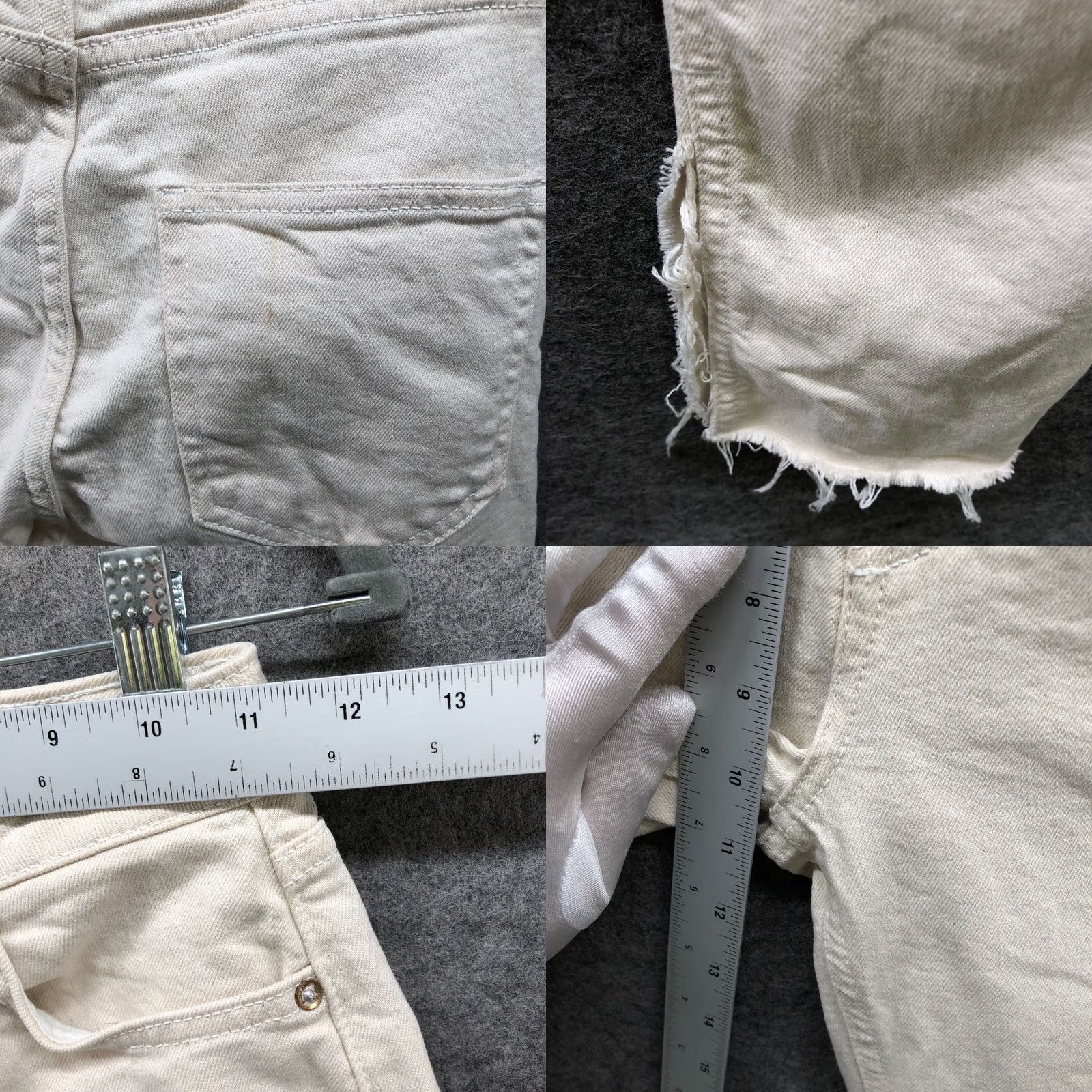 Zara Zara High Rise Straight Jeans Womens 0 Ivory White Split Hem Frayed Jeans Size 25" / US 0 / IT 36 - 8 Thumbnail