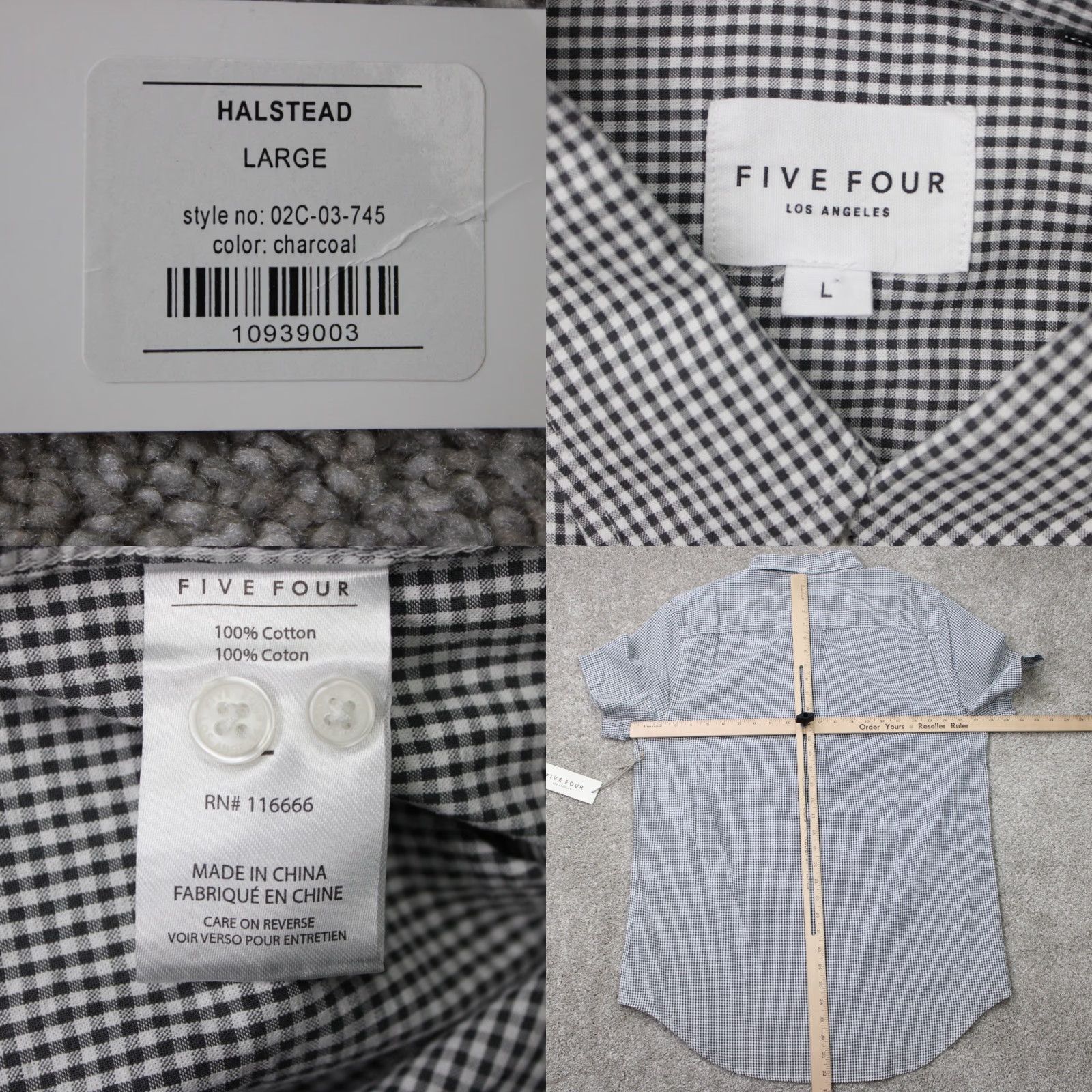 Vintage Five Four Halstead Shirt Mens Large Black/White Checkered Cotton S/S Button Down Collared Casual NWT Vintage No Size US L / EU 52-54 / 3 - 8 Thumbnail