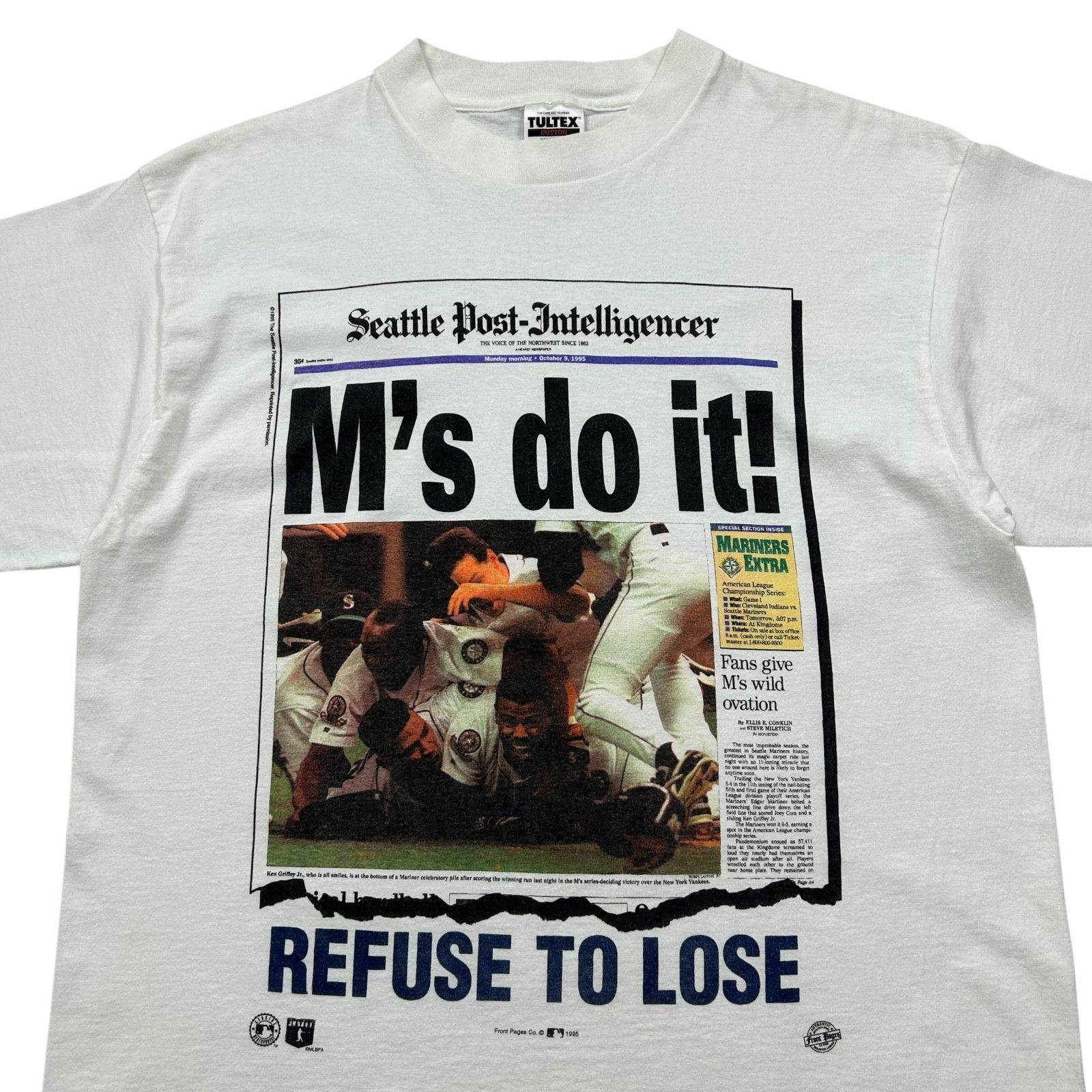 MLB VTG 90s MLB SEATTLE MARINERS 1995 NEWSPAPER REFUSE TO LOSE Size US XL / EU 56 / 4 - 2 Thumbnail