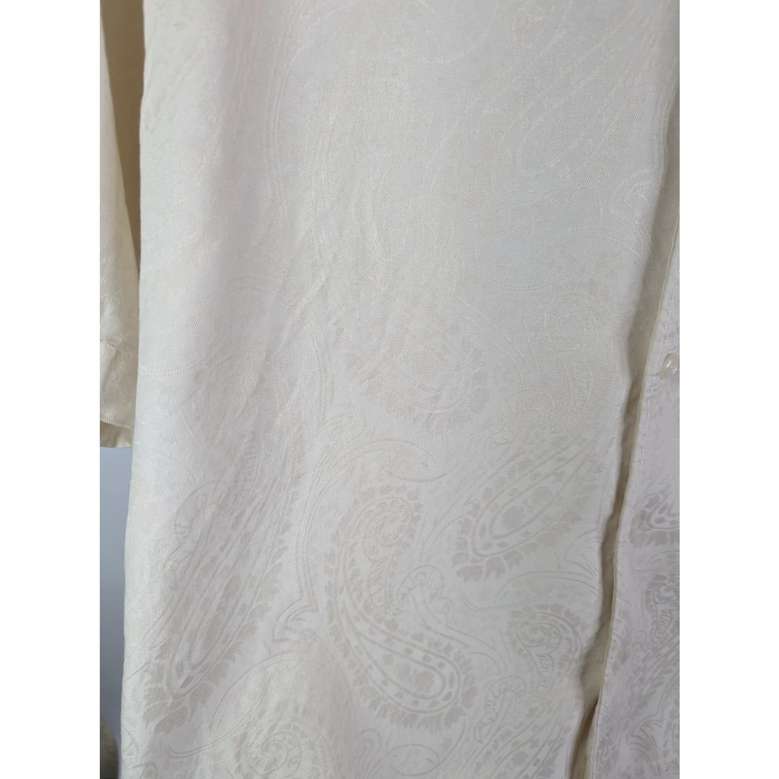Vintage Wilke Rodriguez Ivory Paisley Short Sleeve Button Silk Cotton Shirt Size Large Mens Size US L / EU 52-54 / 3 - 4 Thumbnail