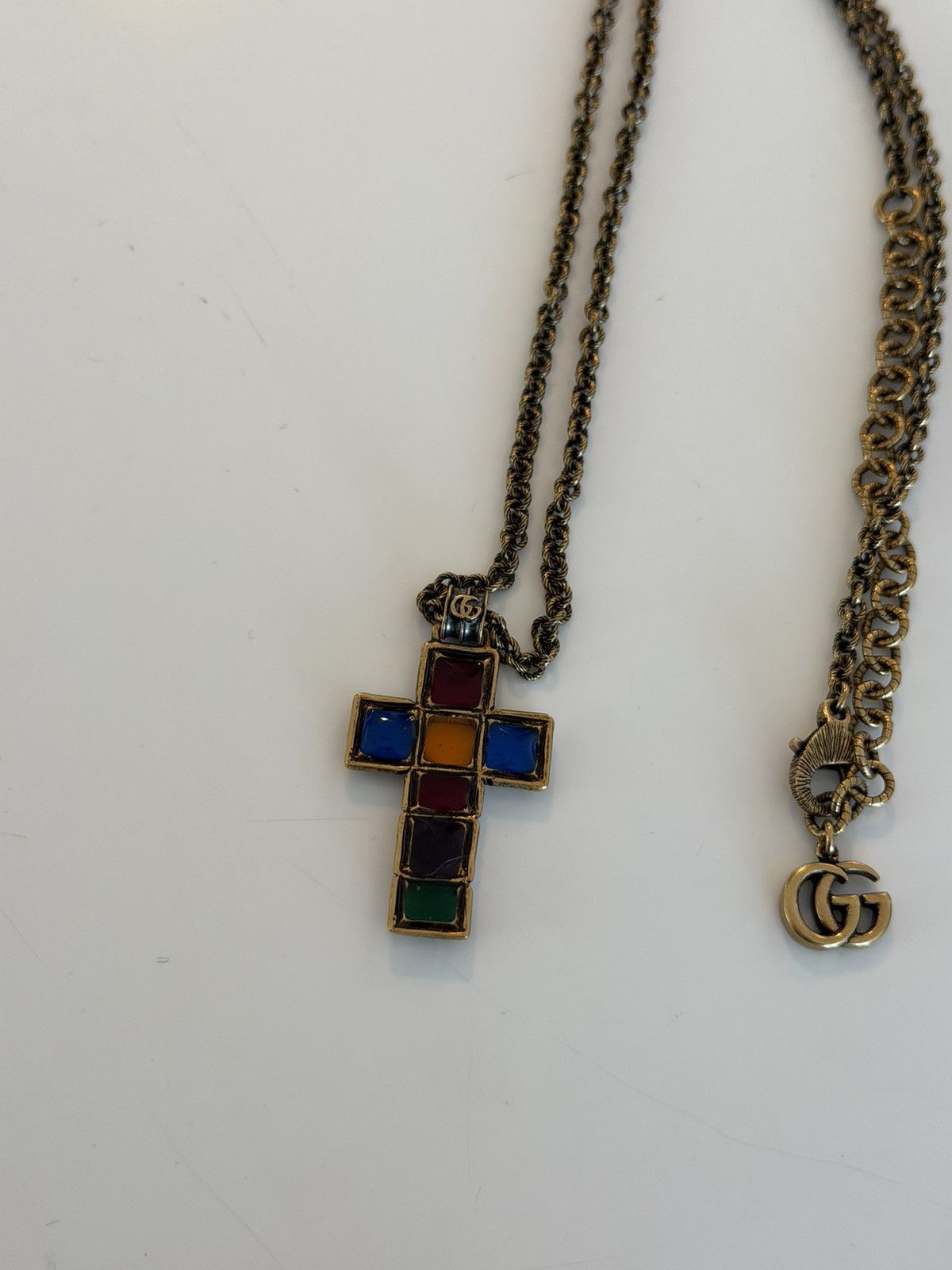 Gucci GUCCI Cross MULTICOLOR RUNWAY Pendant Necklace Size ONE SIZE - 2 Thumbnail