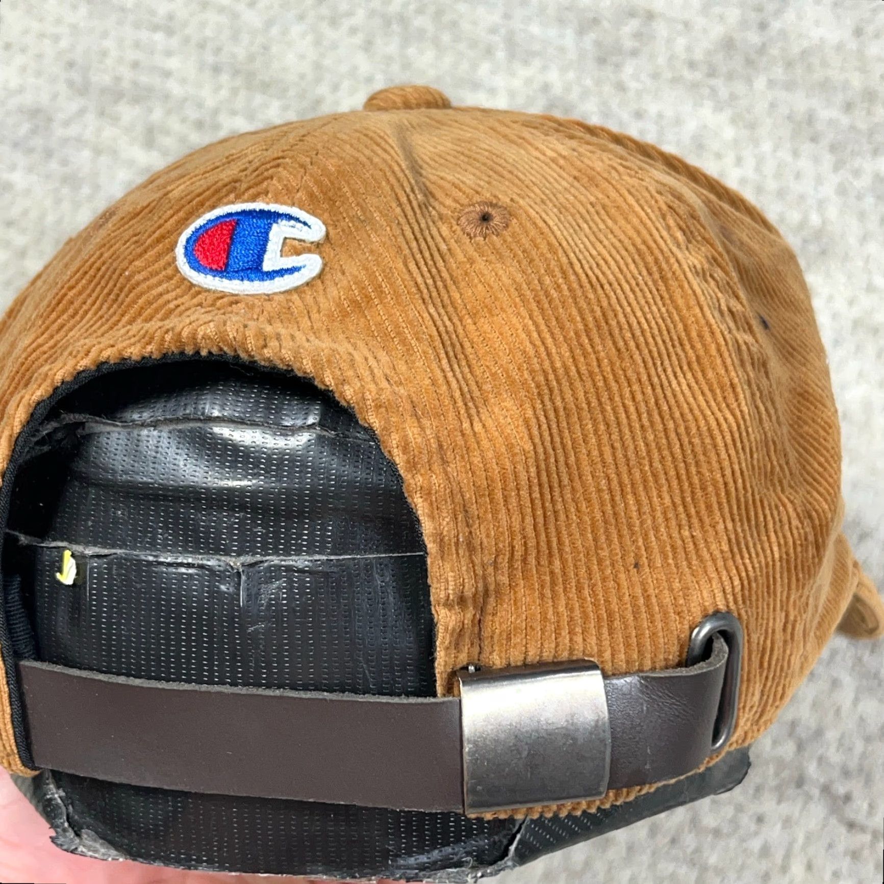 Champion Champion Hat Cap Leather Strap Back Brown Corduroy Dad Adjustable Mens Cord Size ONE SIZE - 2 Thumbnail