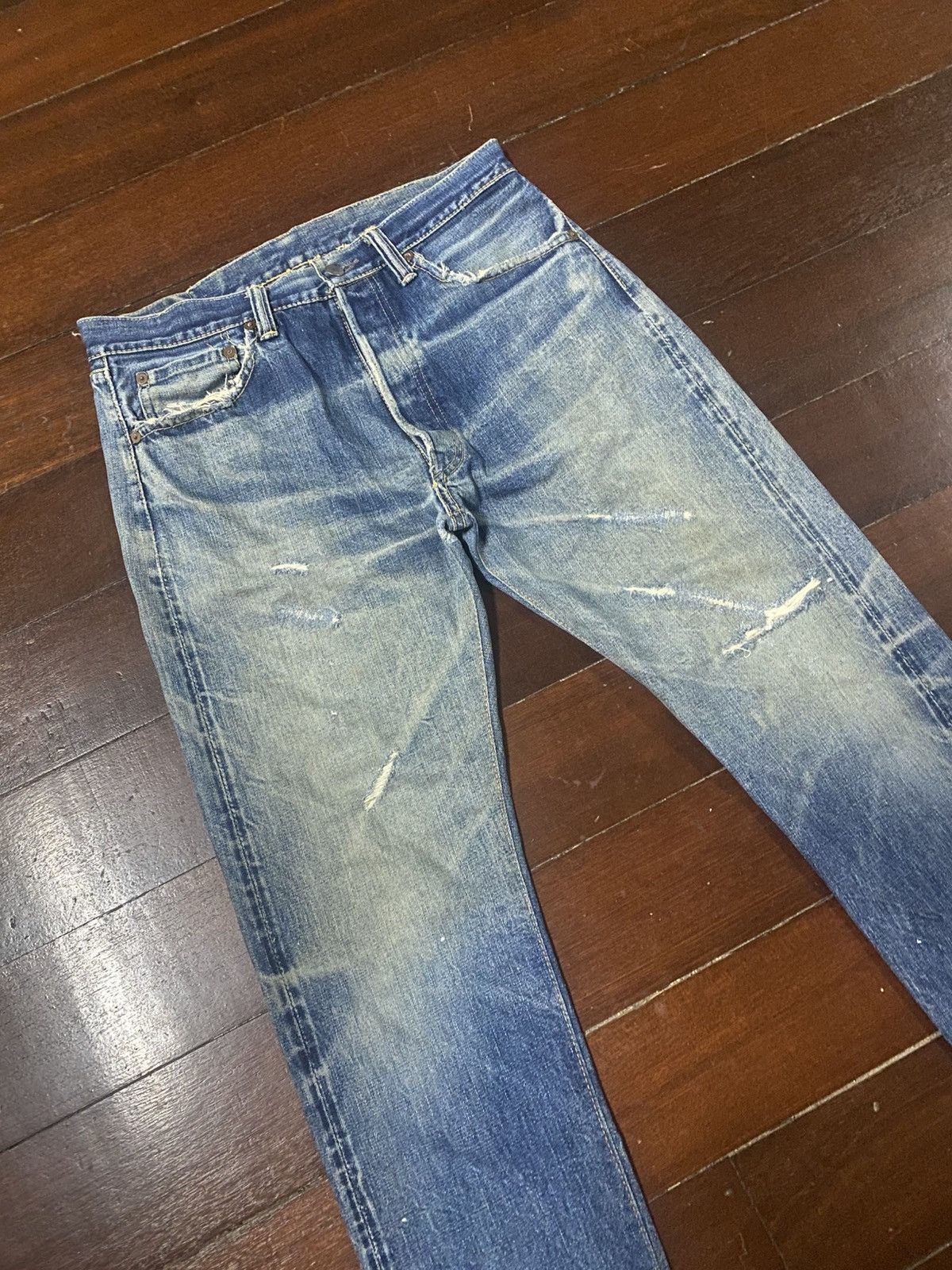 Warehouse Vintage 90s Warehouse patch leather Selvedge distressed Size US 32 / EU 48 - 6 Thumbnail
