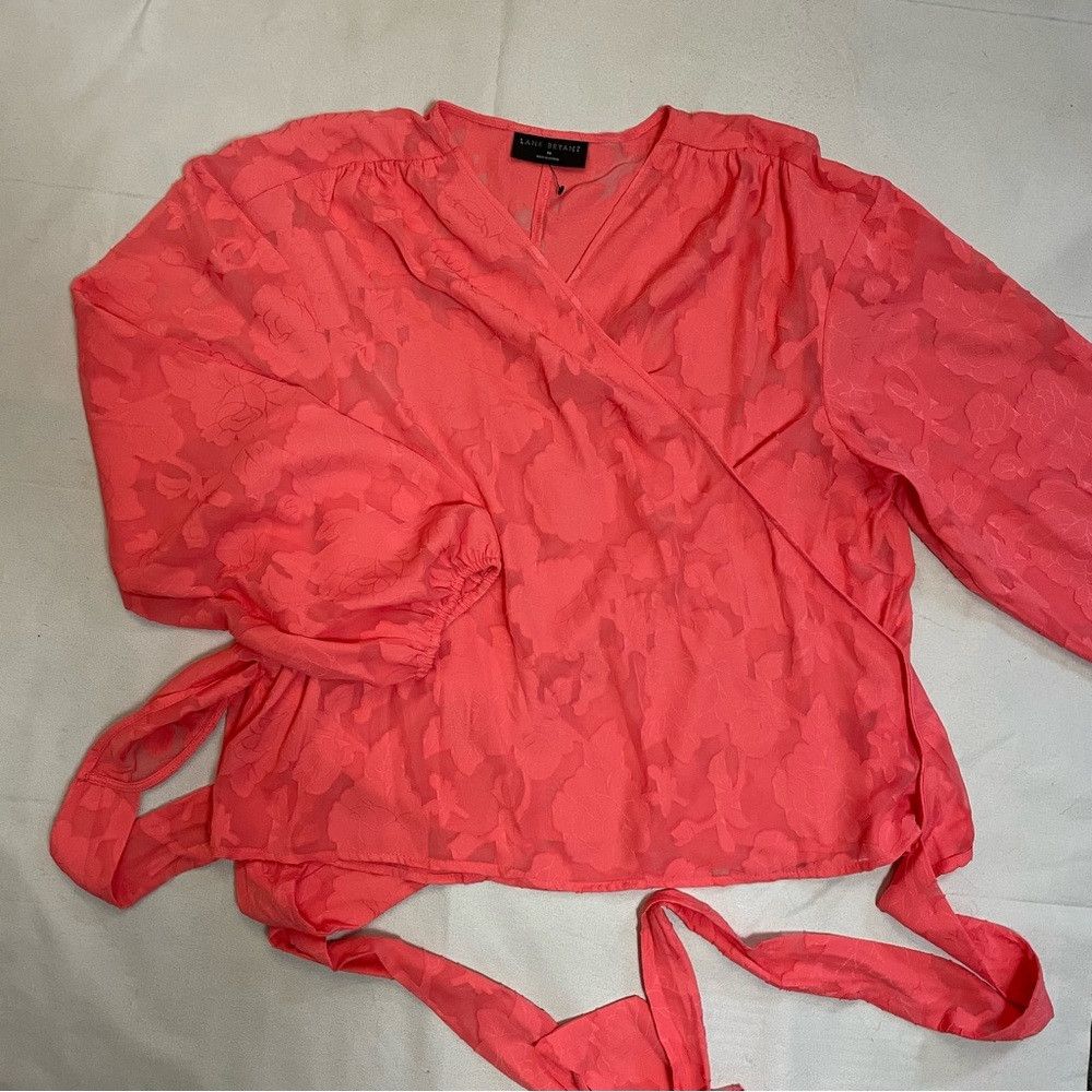 Other New Lane Bryant Classic Crop Sheer Full-Wrap Coral Long Sle Size 3XL / US 20-22 - 6 Thumbnail