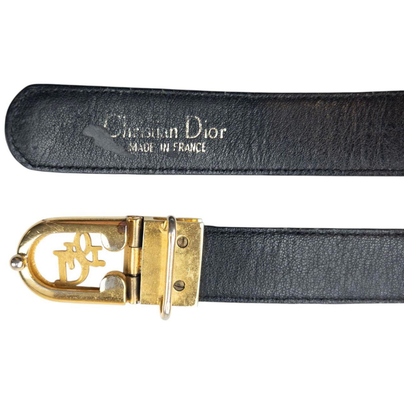 Dior Vintage 80s Dior Leather Belt Size W23 Size ONE SIZE - 5 Thumbnail