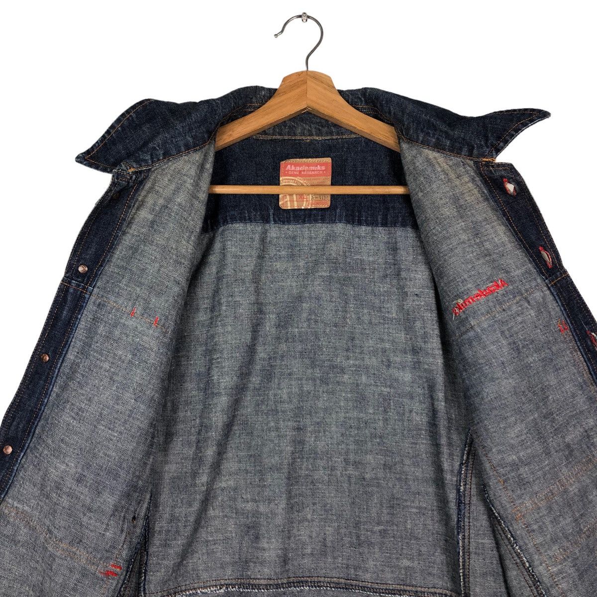 Japanese Brand 🔥Vintage Denim Biker Jacket Akedemiks Gene Research Japan Size US XL / EU 56 / 4 - 14 Thumbnail