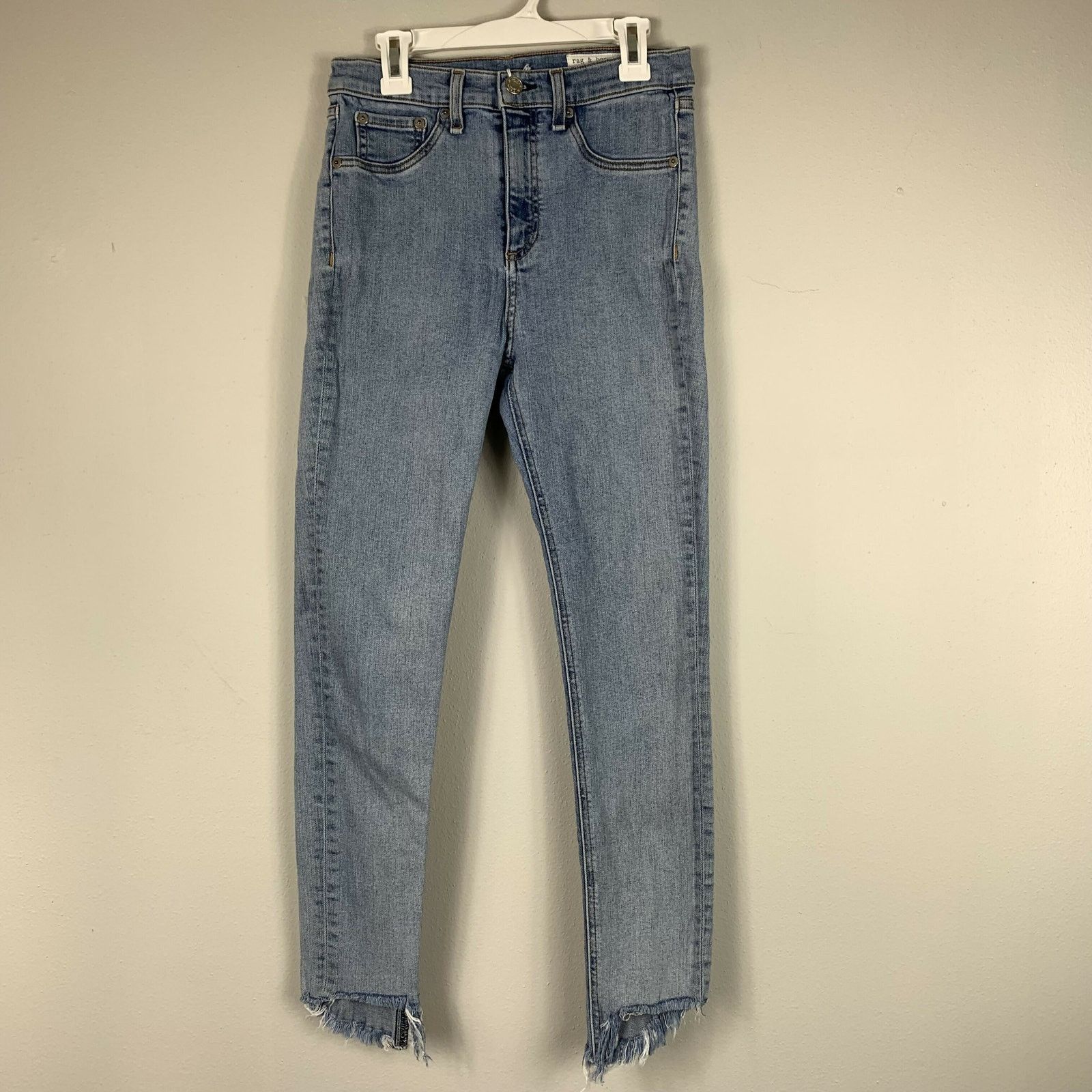 Rag & Bone Rag & Bone High-Rise Step Hem Frayed Skinny Cropped Jeans Size 28" / US 6 / IT 42 - 2 Thumbnail