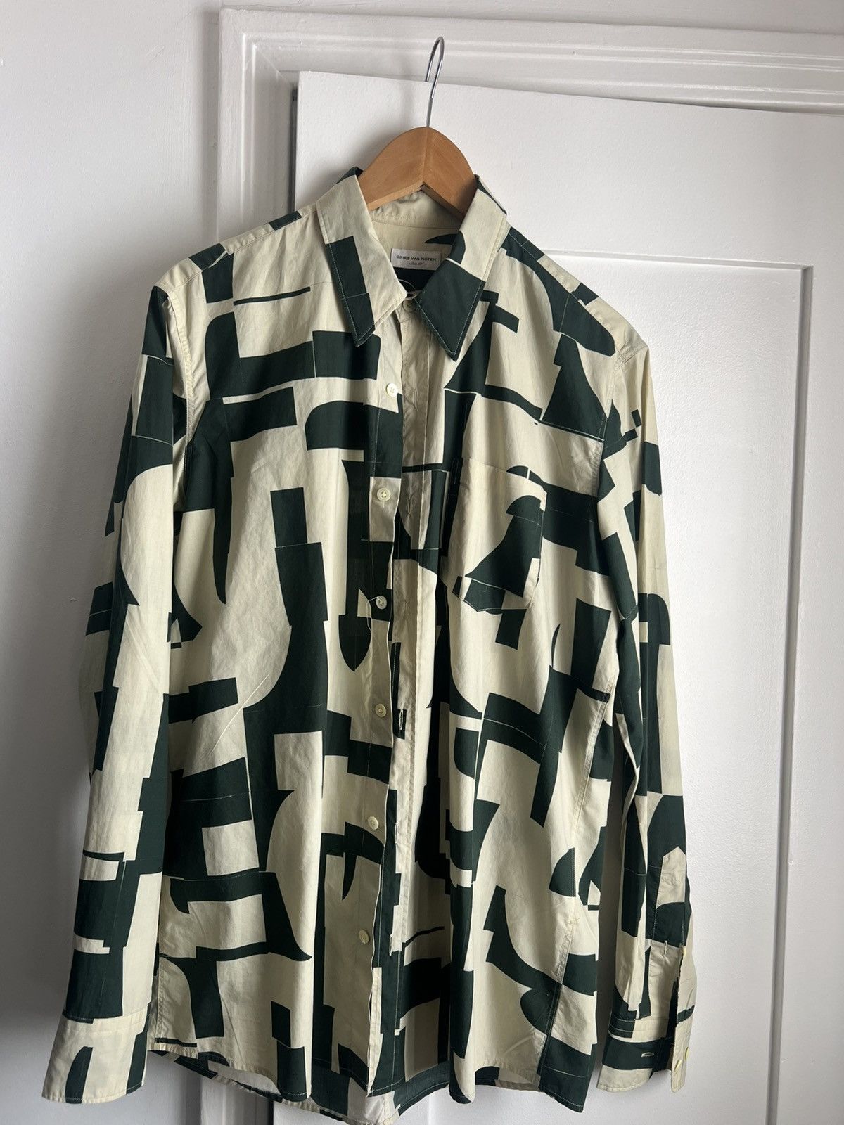 Dries Van Noten Block Pattern Green Dries Shirt Size US M / EU 48-50 / 2 - 4 Thumbnail