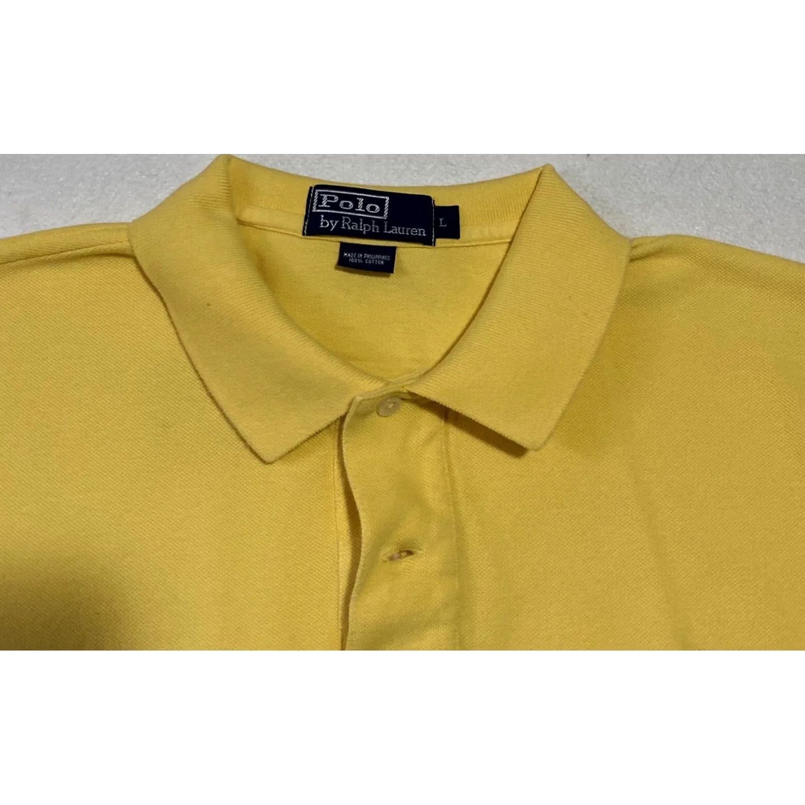 Polo Ralph Lauren Polo Ralph Lauren Polo Shirt Men's Short Sleeve L Cotton Yellow Solid Logo Classic 100% Cotton Regular Fit Size US L / EU 52-54 / 3 - 4 Thumbnail