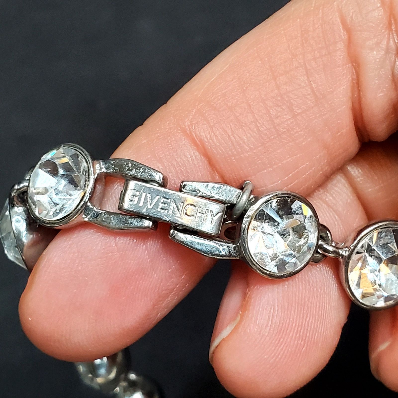 Givenchy Givenchy Clear Rhinestone Silver Tone Bracelet 7" Signed Vtg Size ONE SIZE - 3 Thumbnail