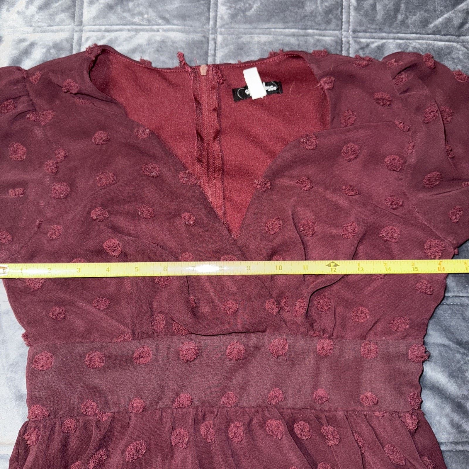 Other Speechless Dress Burgundy Size 7 Y2K Vibe Swiss Polka Dot Size M / US 6-8 / IT 42-44 - 9 Thumbnail