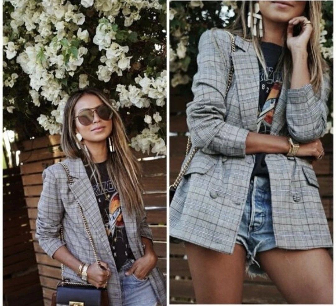 REVOLVE Majorelle Rhea Blazer Plaid Double Breasted Jacket Size XS Size XS / US 0-2 / IT 36-38 - 5 Thumbnail