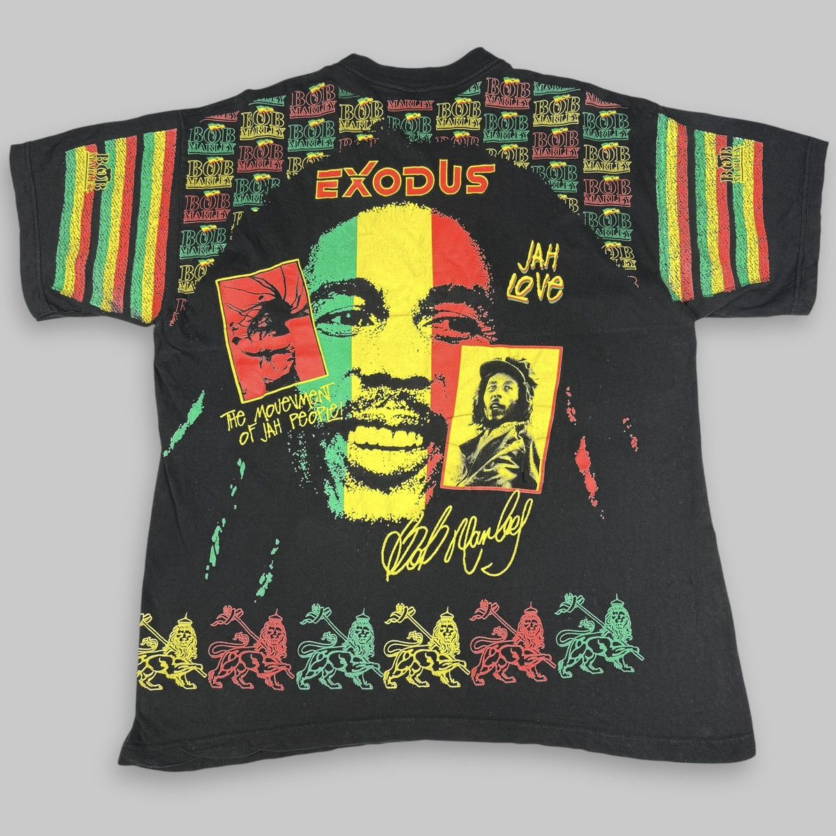 Bob Marley Vintage 90s Bob Marley Exodus Rare All Over Euro T Shirt Size US XXL / EU 58 / 5 - 2 Thumbnail