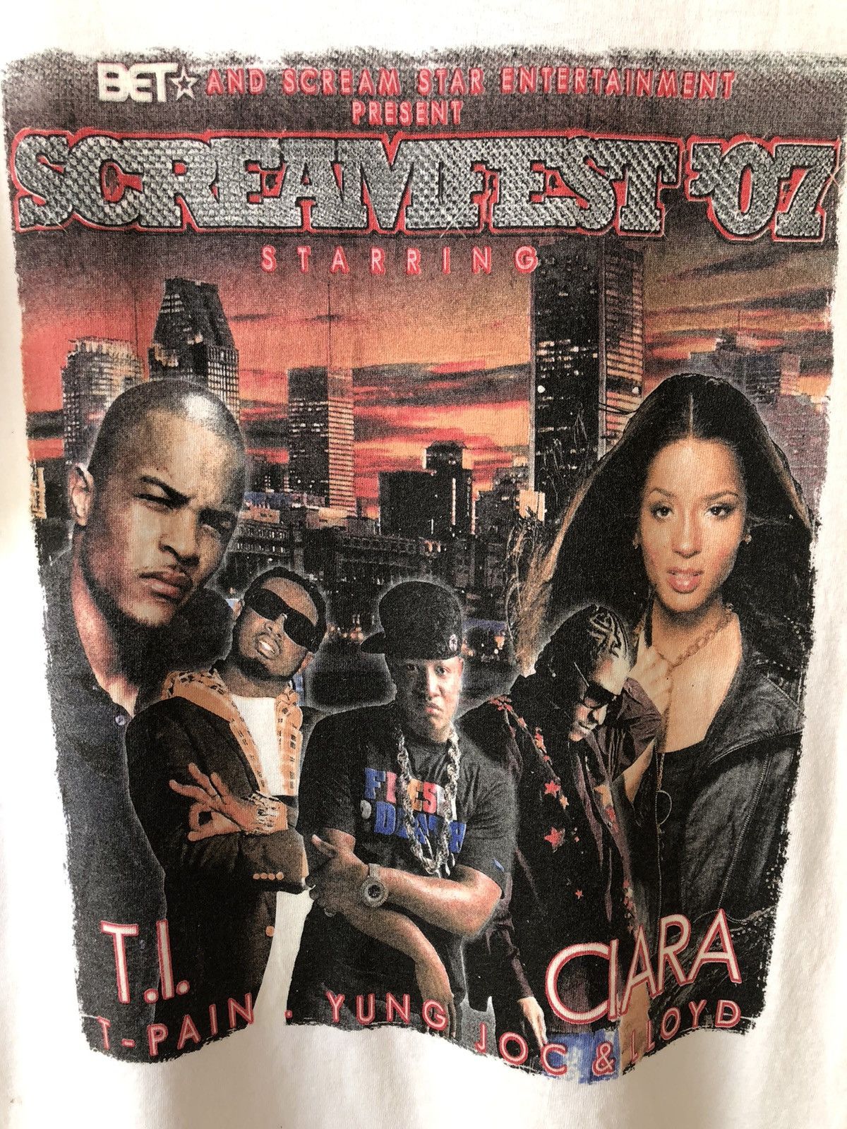 Rap Tees × Vintage Vintage SCREAMFEST 07 T- PAIN CIARA Rap Tee Size US L / EU 52-54 / 3 - 5 Thumbnail