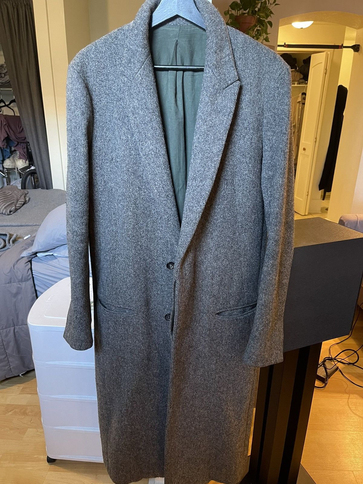 image of Haider Ackermann Fw14 Grey Long Coat, Men's (Size Medium)