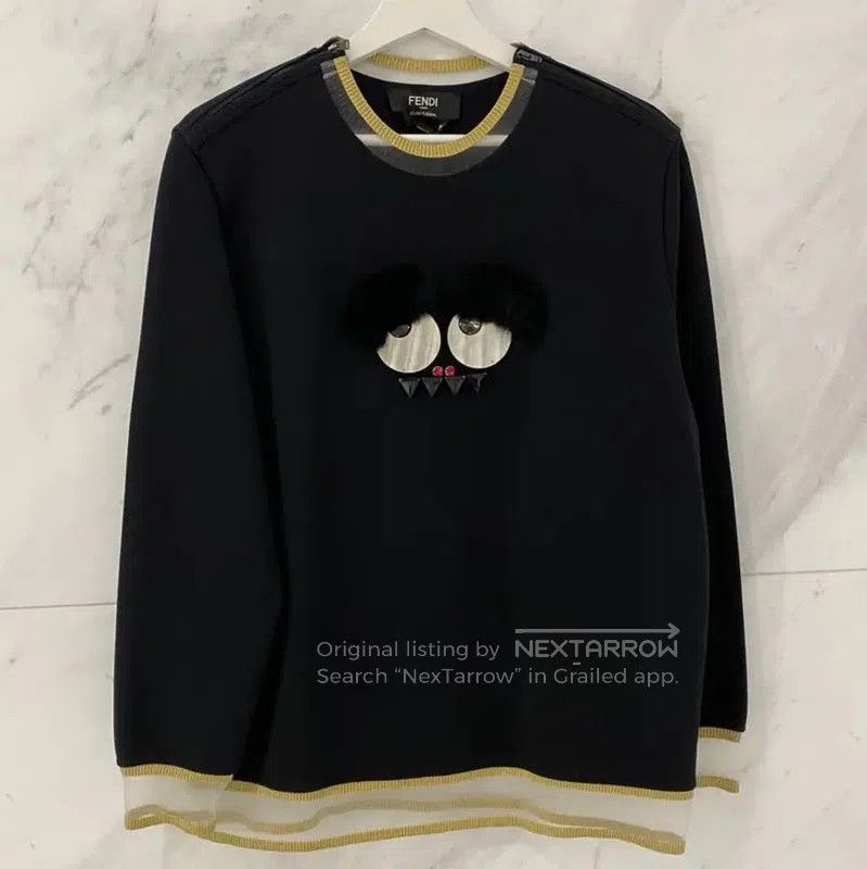 Fendi Fendi Black Cotton Monster Sweatshirt for Women . Size L / US 10 / IT 46 - 1 Thumbnail