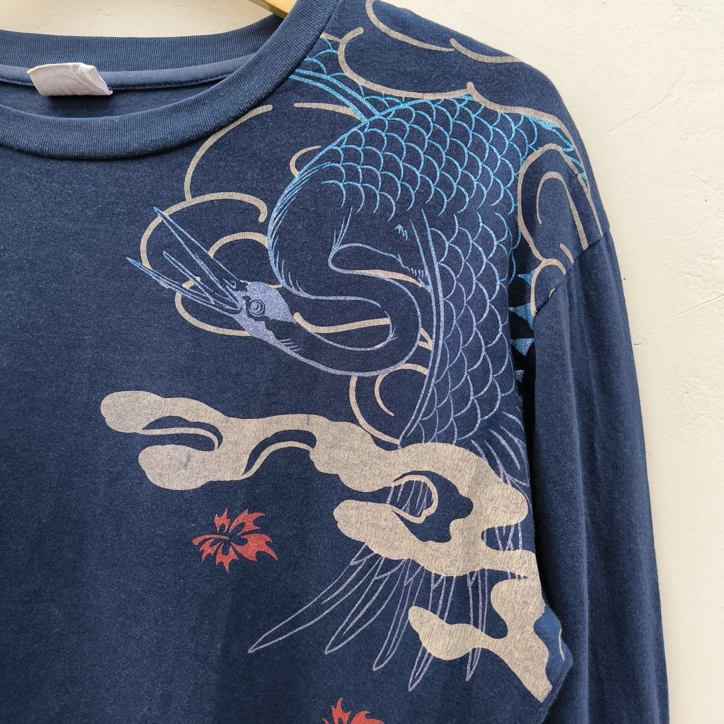 Japanese Brand Vtg japanese long slevee Sukajan koi & stork desaign Size US S / EU 44-46 / 1 - 5 Thumbnail