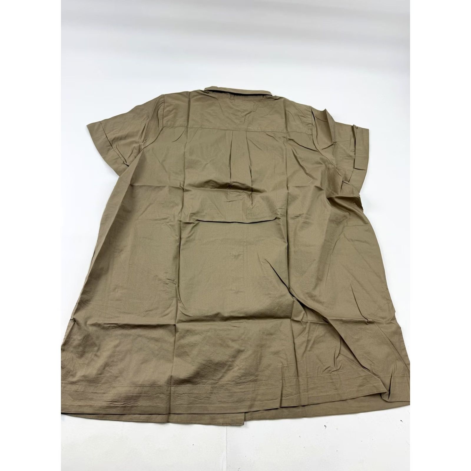 Old Navy Old Navy Shirt Dress Womens XXL Petite Beige Short Sleeve Button Front Dress Size XXL / US 16-18 / IT 52-54 - 5 Thumbnail