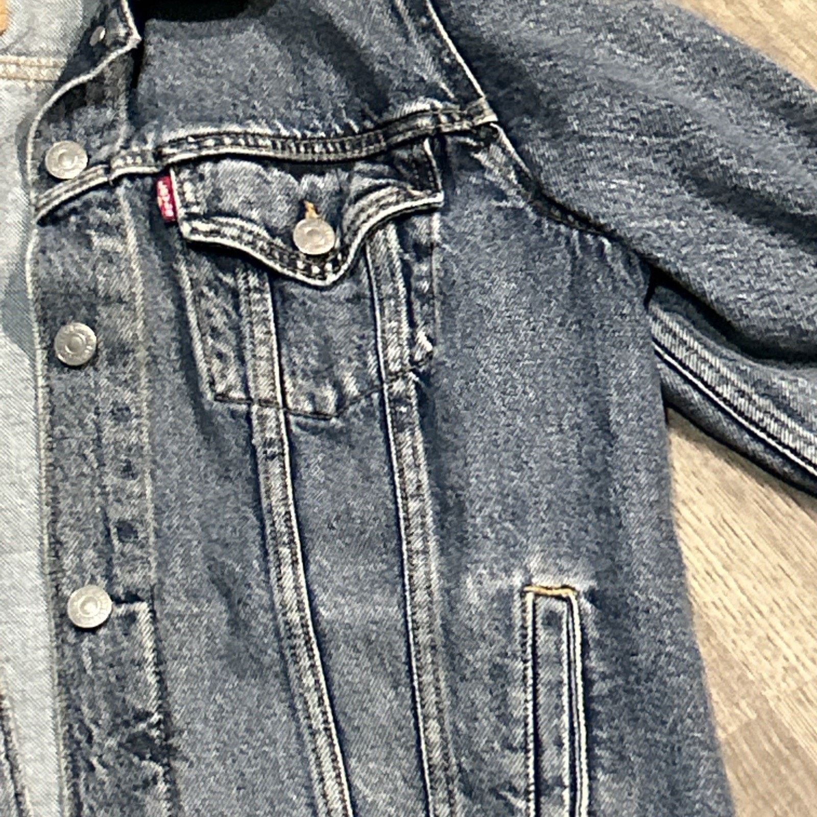 Levi's Levis Jean Jacket Women’s Large Raw Hem Lace Up Sleeves Size L / US 10 / IT 46 - 6 Thumbnail
