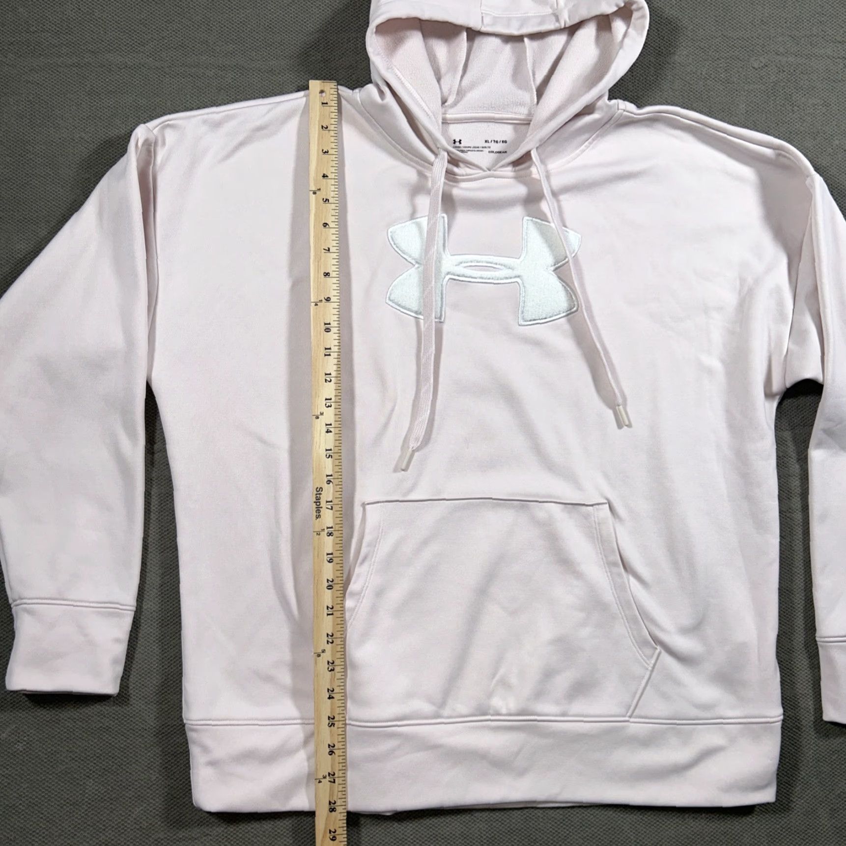 Under Armour Under Armour Hoodie Womens XL Light Pink Pullover Logo Pockets Hooded All Seasons Casual Activewear Sweatshirt Size XL / US 12-14 / IT 48-50 - 4 Thumbnail