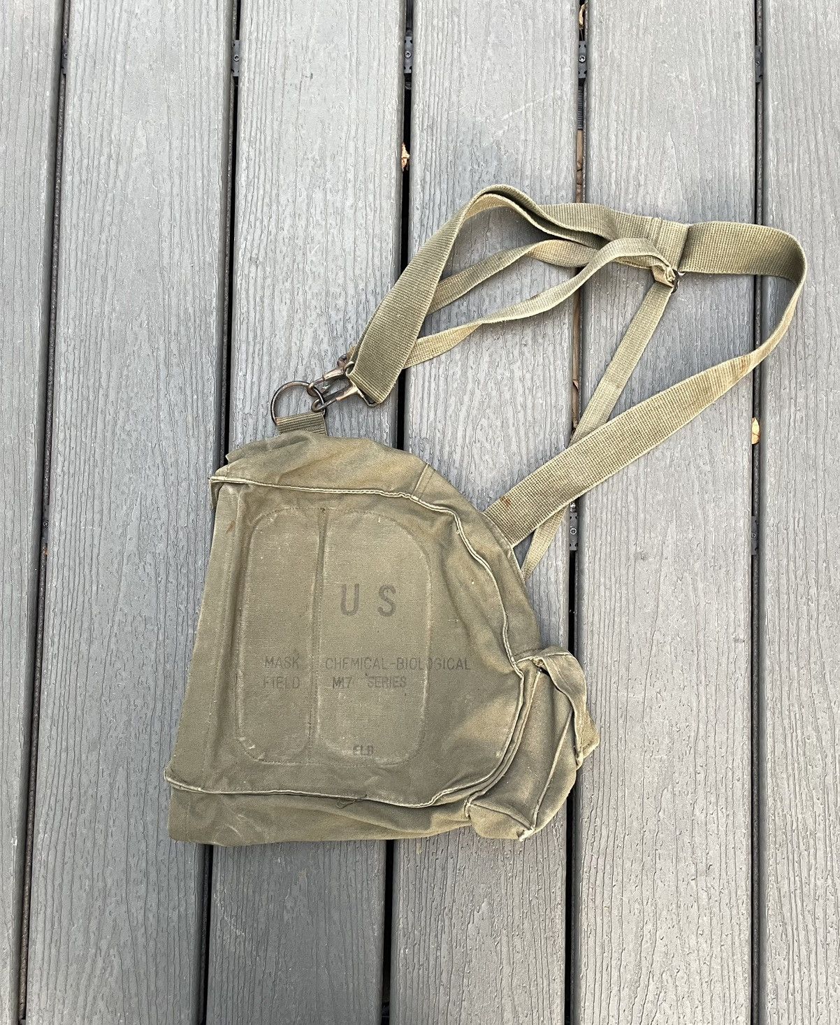 image of 60S/70S Vintage Military Crossbody Gas Bag in Army, Men's