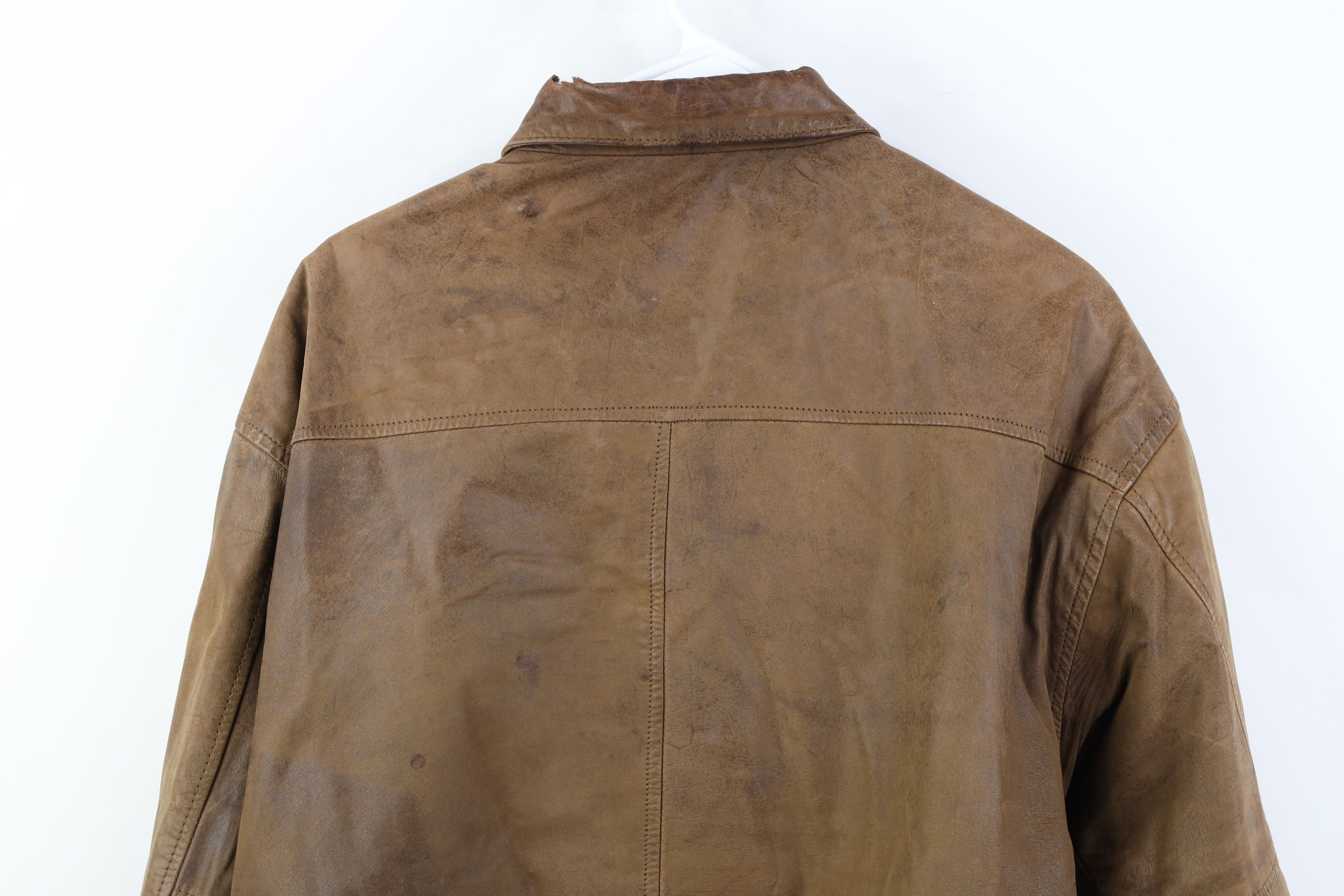 Vintage Vintage 90s Streetwear Leather Flight Bomber Jacket Brown Size M / US 6-8 / IT 42-44 - 18 Thumbnail