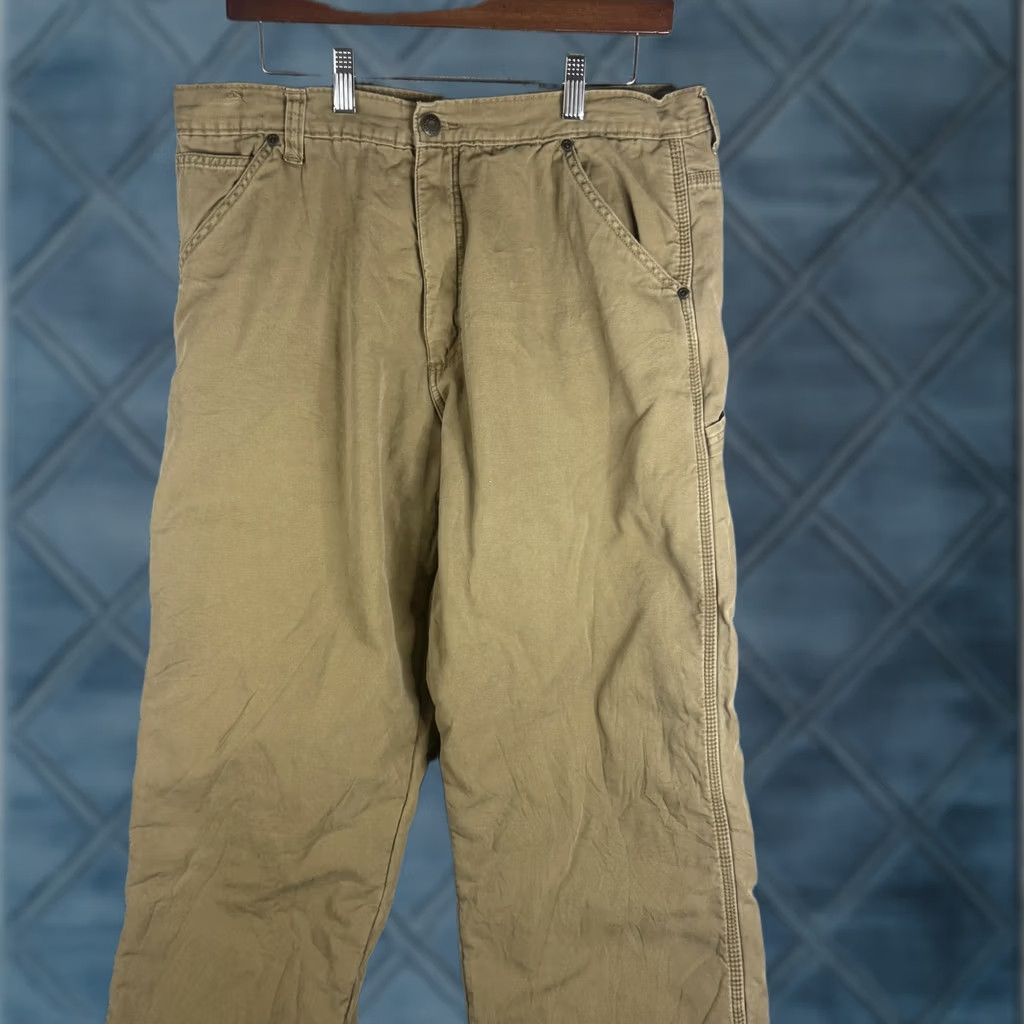 Wrangler Wrangler Carpenter Pants Mens 38x32 Beige Canvas Workwear Insulated Lined Pockets Thermal Front Zip Relaxed Straight Casual Workwear Size US 38 / EU 54 - 1 Thumbnail