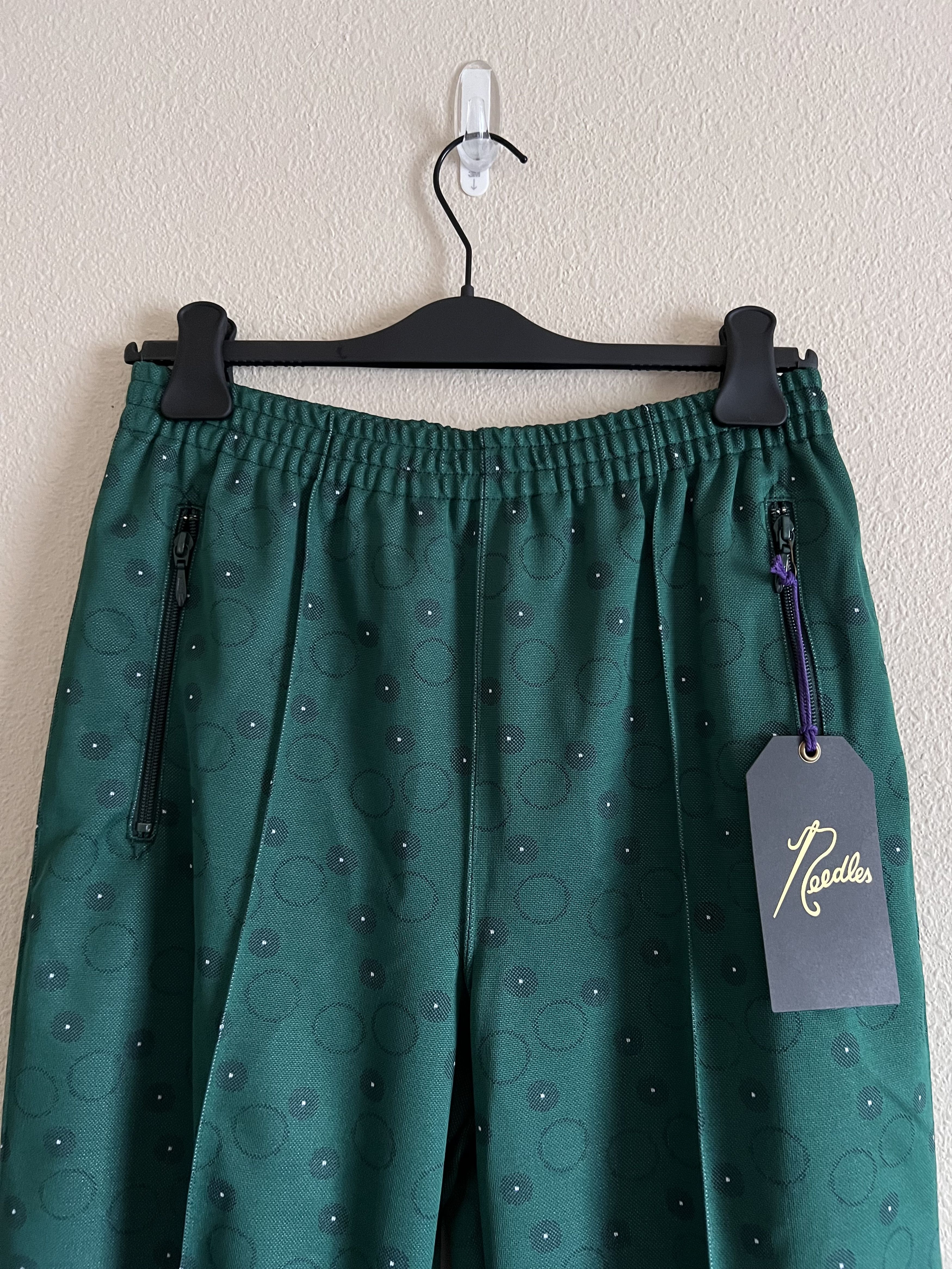 Needles Needles Poly Jacquard Zipped Track Pants in Green Size US 32 / EU 48 - 2 Thumbnail