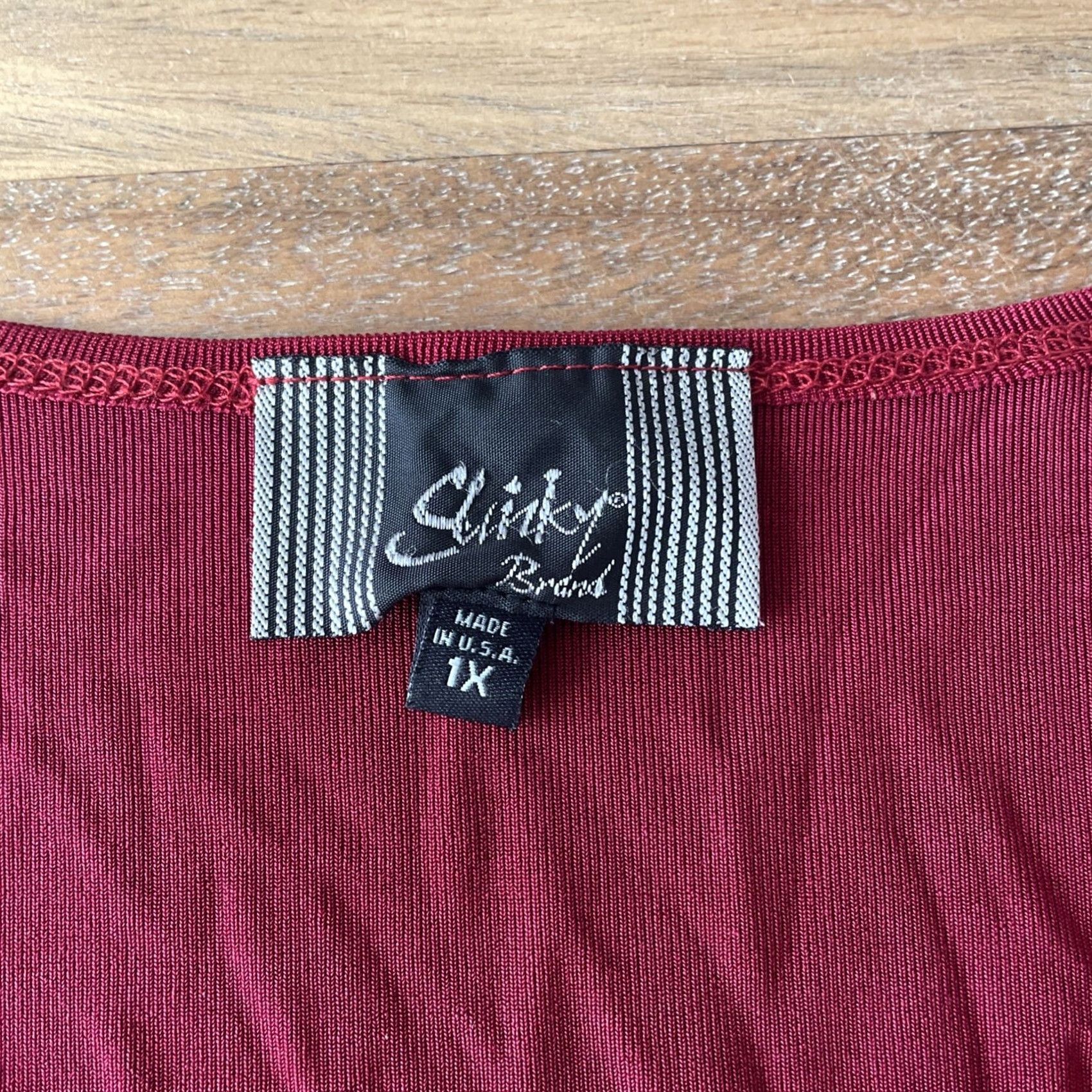 J Brand VINTAGE Slinky Brand Shirt 1X Red 3/4 Sleeve Crew Neck Pullover Top Women's Plus Size Blouse Size XL / US 12-14 / IT 48-50 - 3 Thumbnail