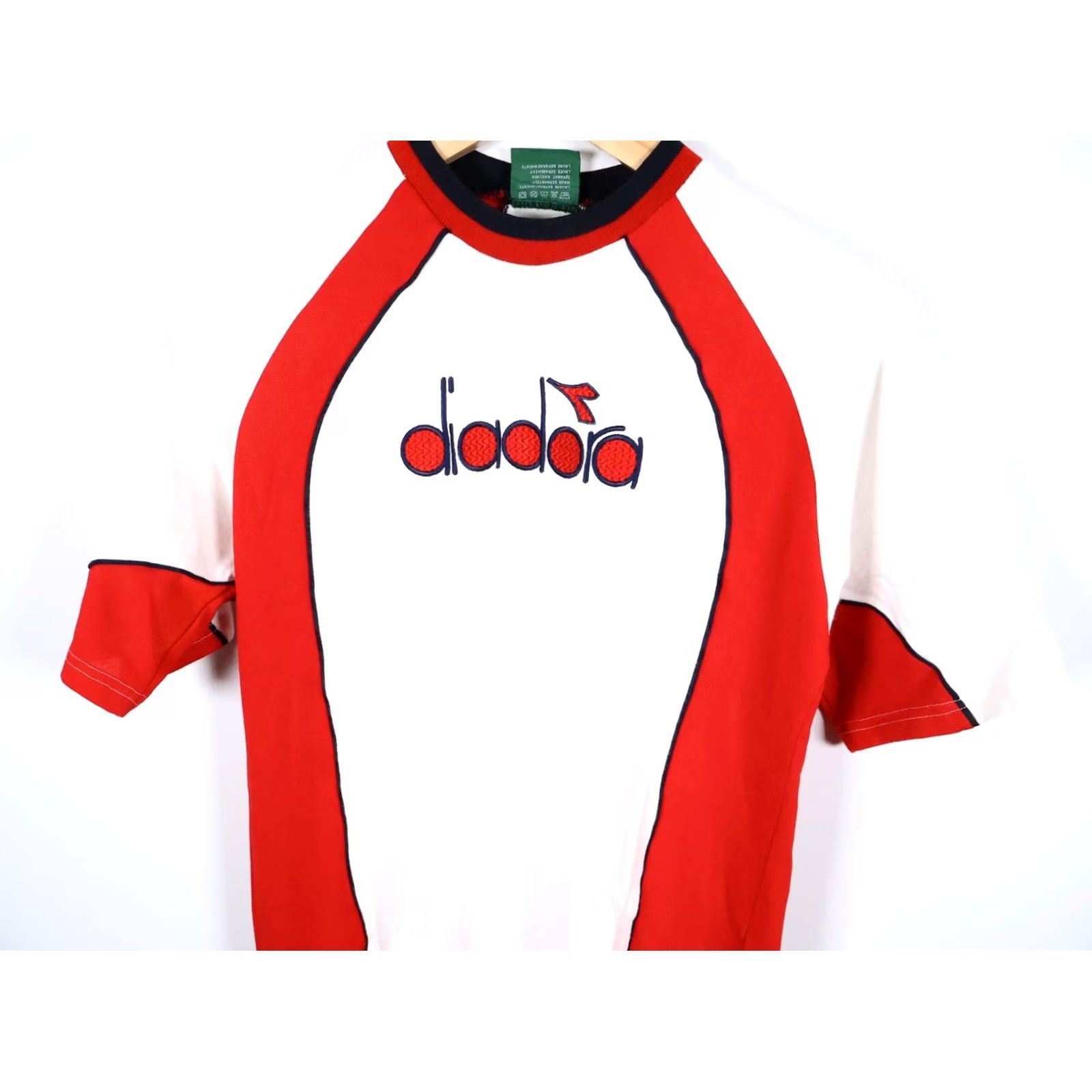 Diadora Diadora T-Shirt Men's Medium White Red Logo Embroidered Retro Soccer Cotton Size US M / EU 48-50 / 2 - 7 Thumbnail