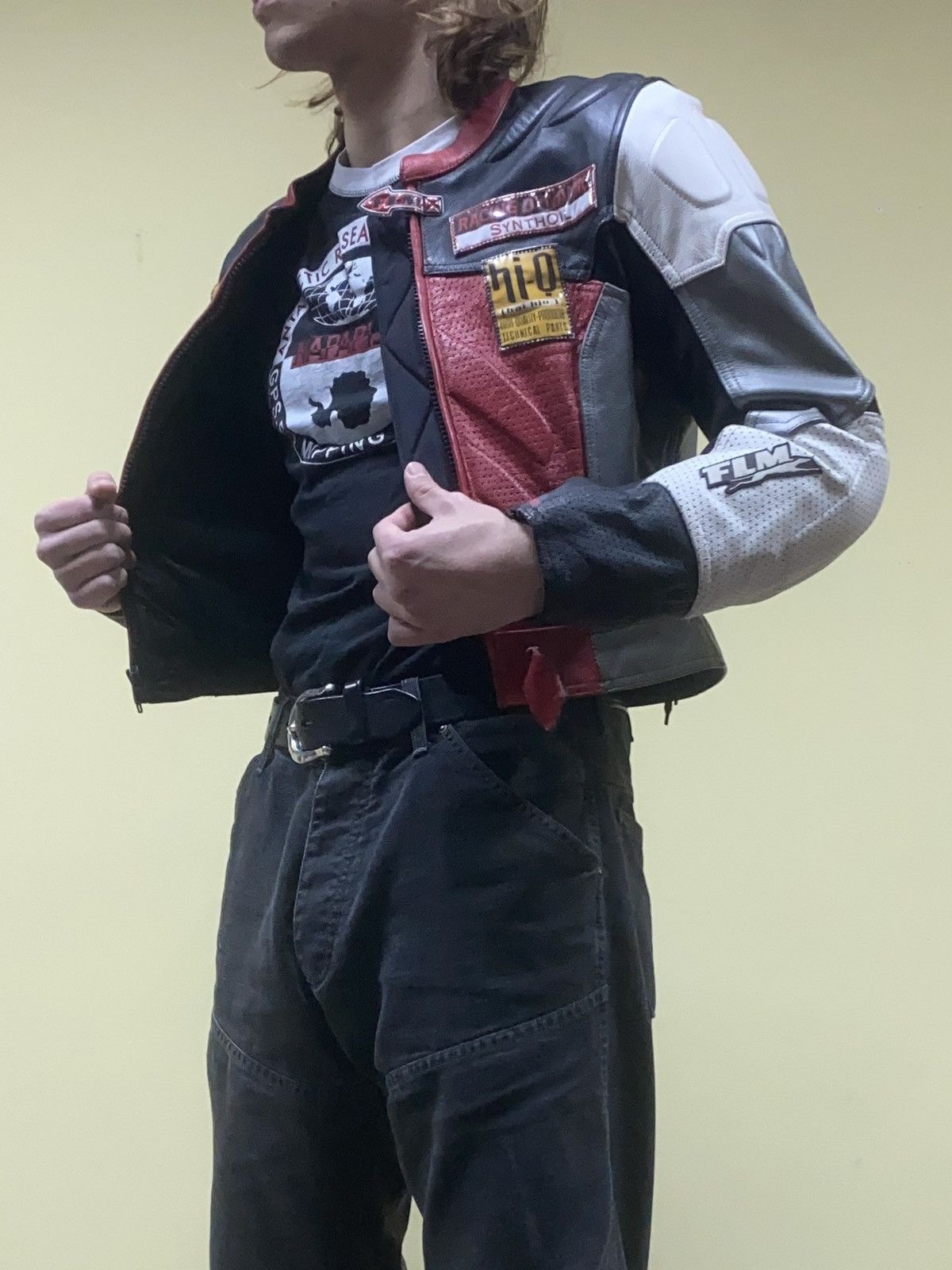 Vintage FLM MOTO with protection leather racing jacket Size US S / EU 44-46 / 1 - 4 Thumbnail