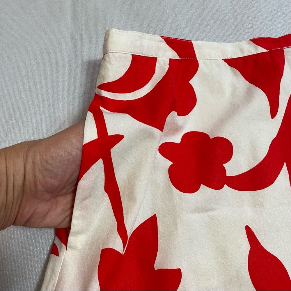 Boden Boden Red White Printed Cotton A-Line Skirt Size 12 Size 34" / US 12 / IT 48 - 5 Thumbnail