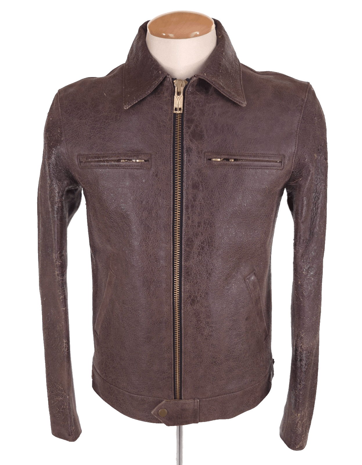 Blackmeans Blackmeans Distressed Leather Jacket Size 4 US Slim Fit M M Size US M / EU 48-50 / 2 - 2 Thumbnail